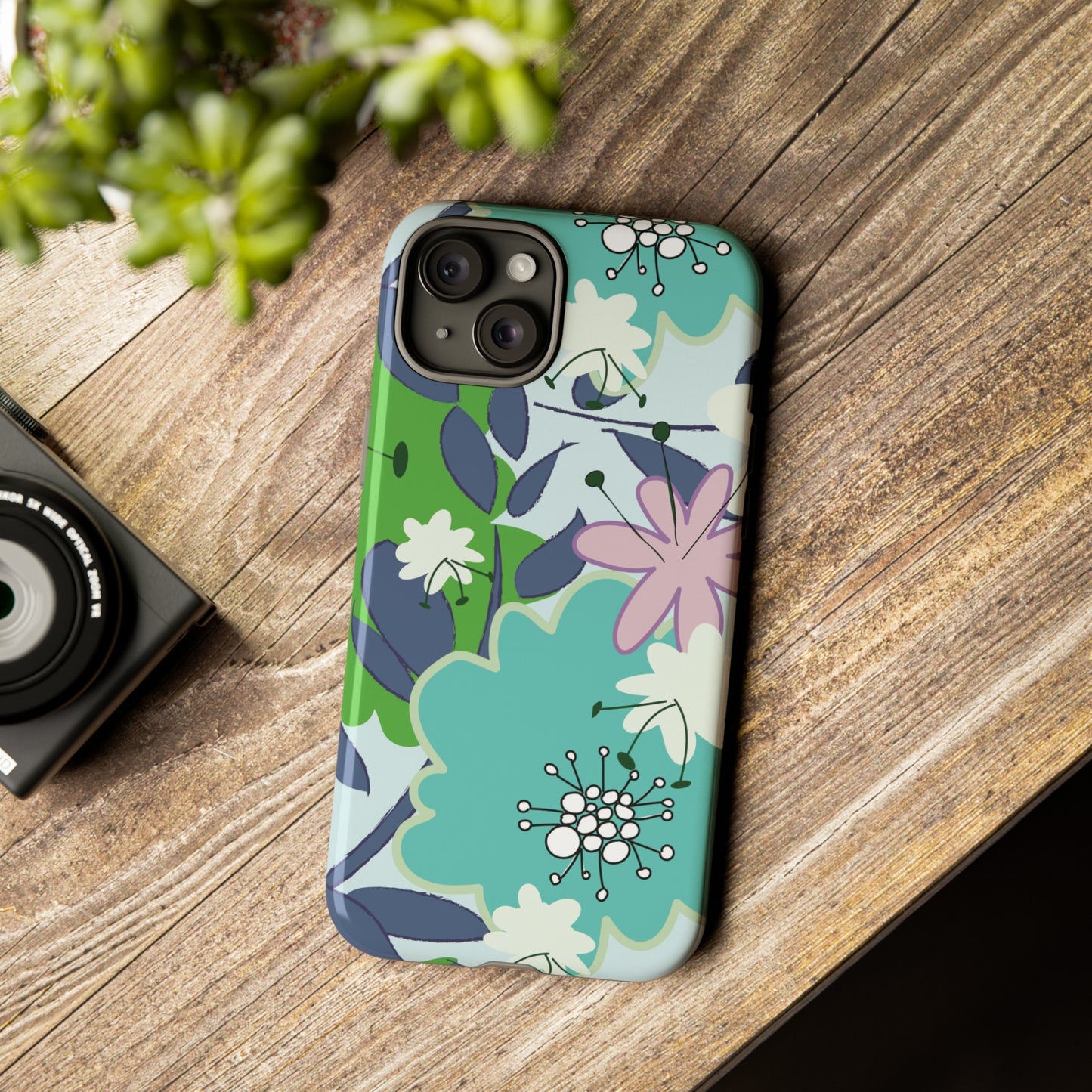 Mid Mod Floral in Blue and Green Tough Cases