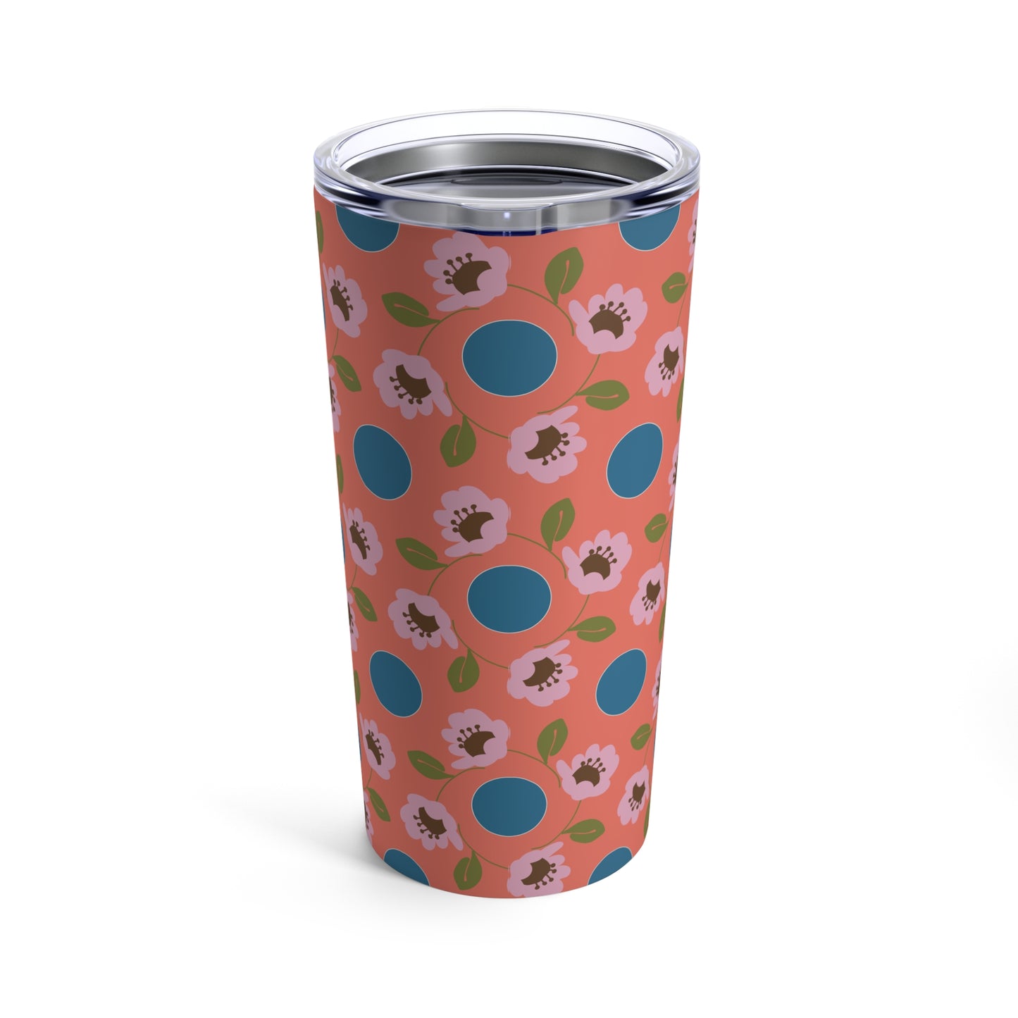 Wildflowers with Dots in Coral and Blue Tumbler 20oz