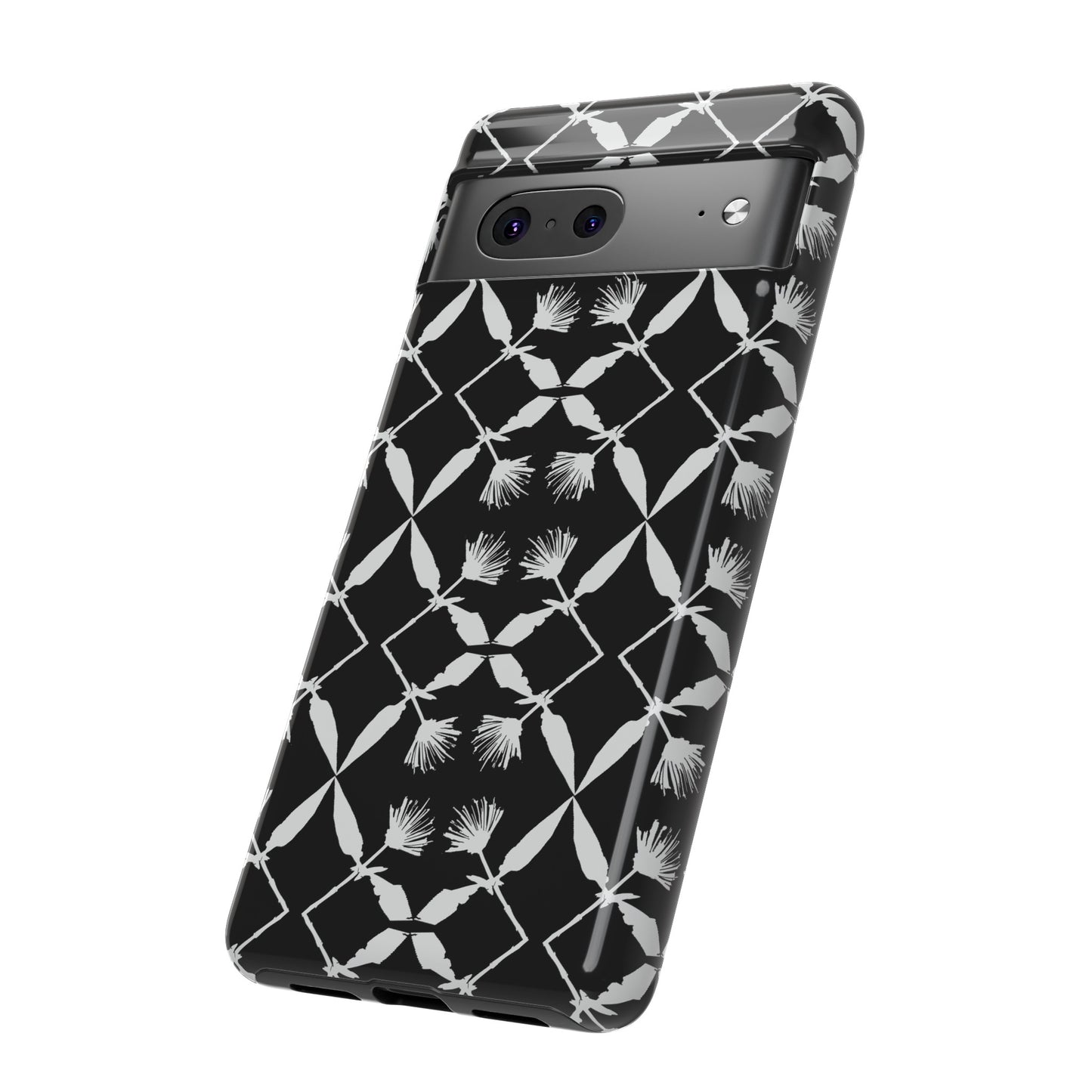 Black and White Floral Tough Cases for Google Pixel