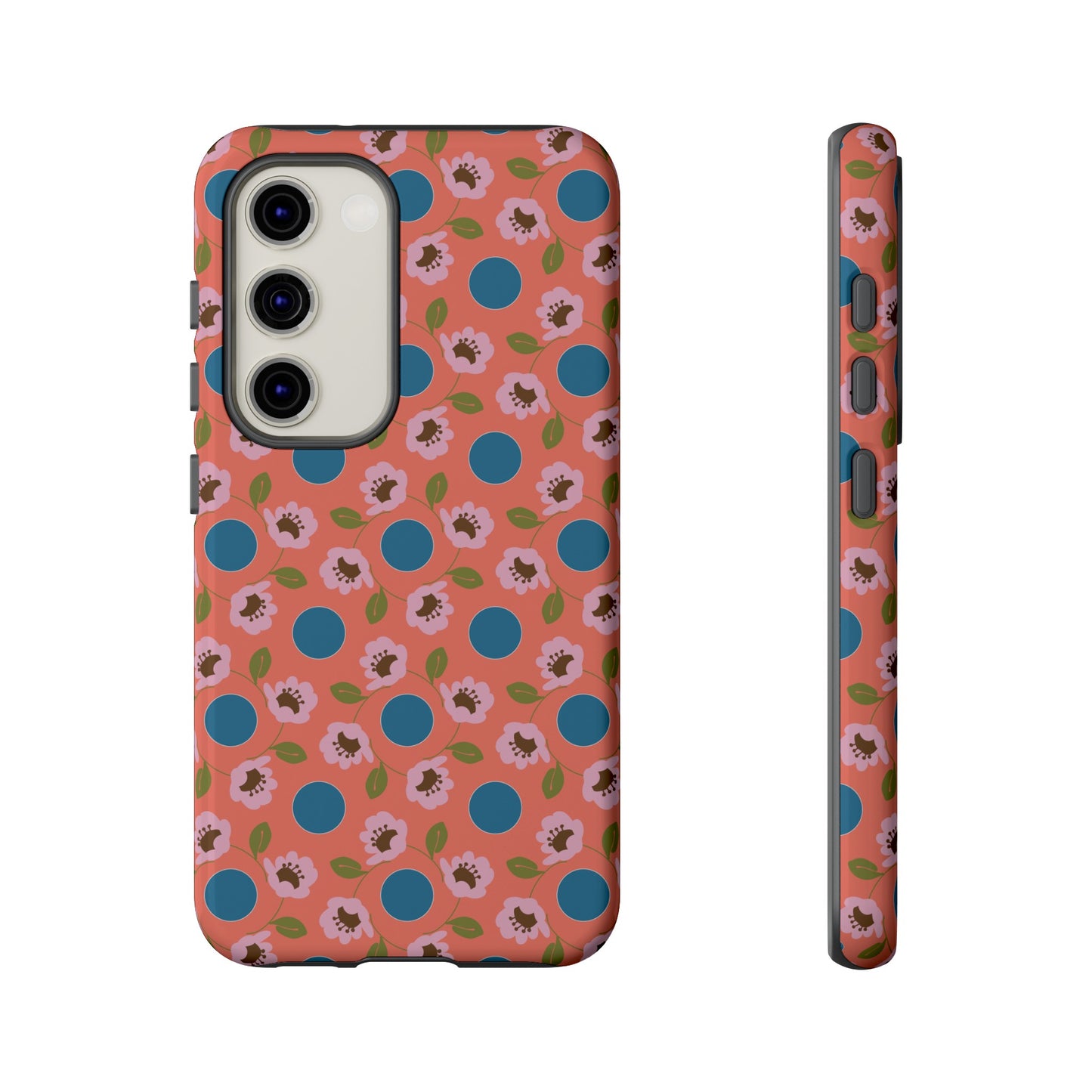 Wildflowers with Dots in Coral and Blue Tough Cases for Samsung