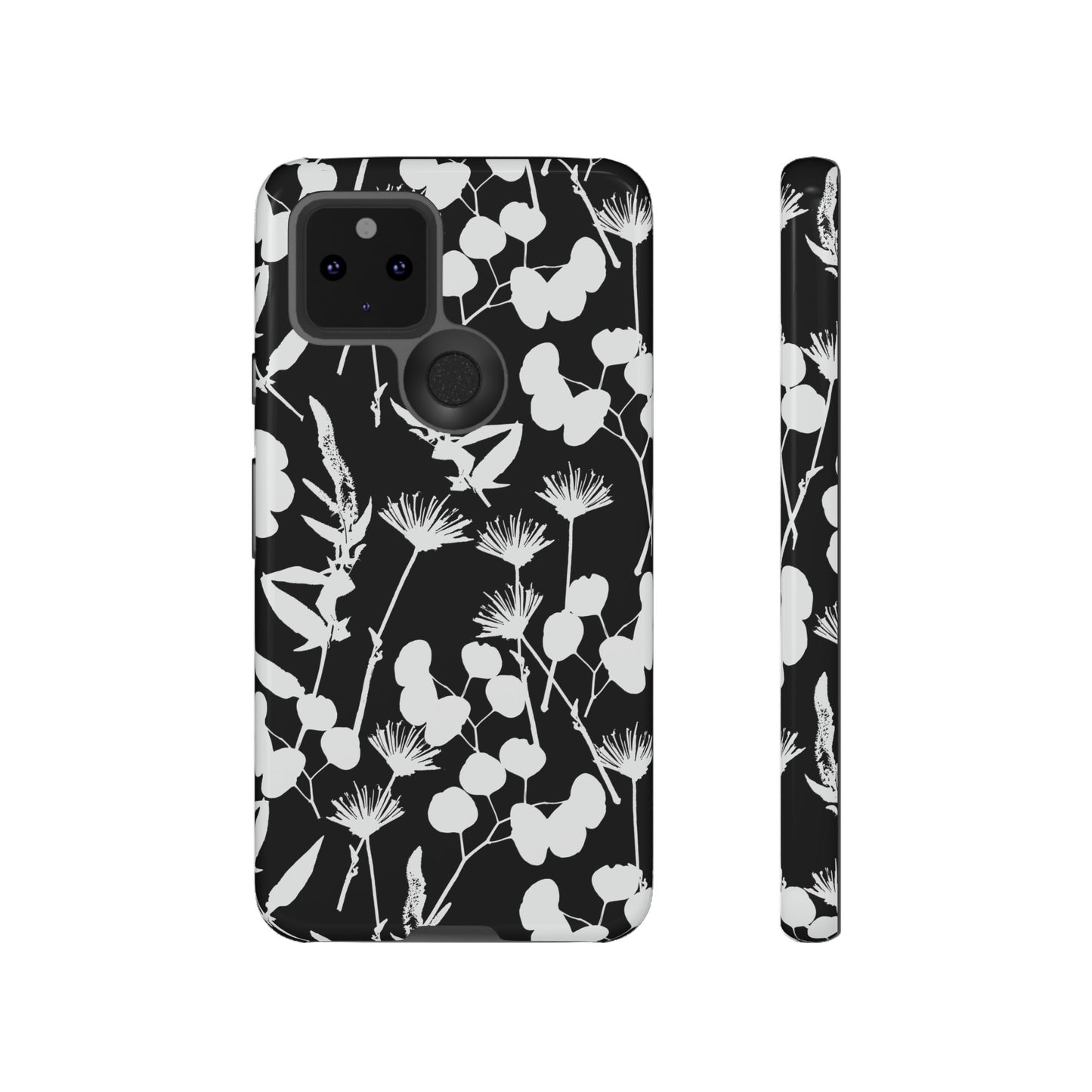 Black and White Floral Tough Cases for Google Pixel