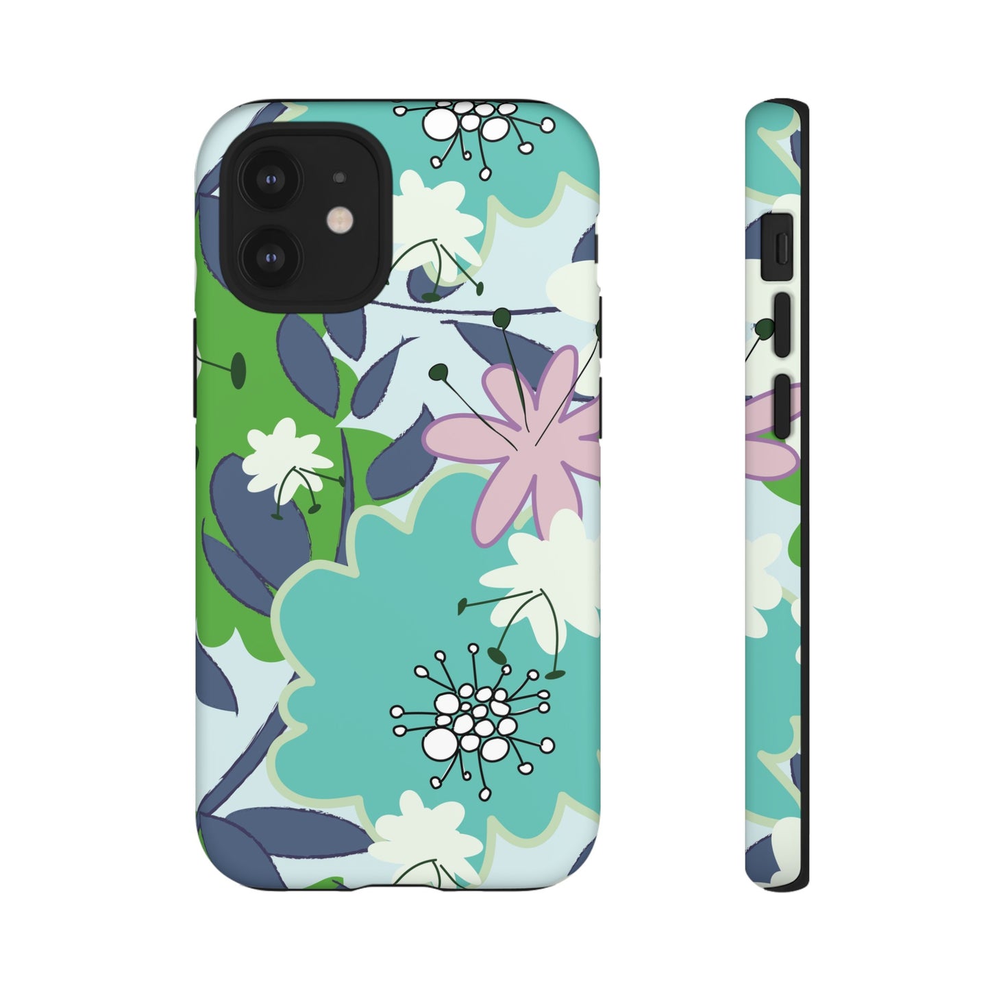 Mid Mod Floral in Blue and Green Tough Cases