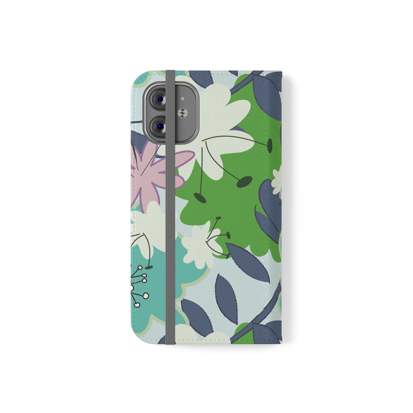 Mid Mod Floral in Blue and Green Flip Cases for iPhone