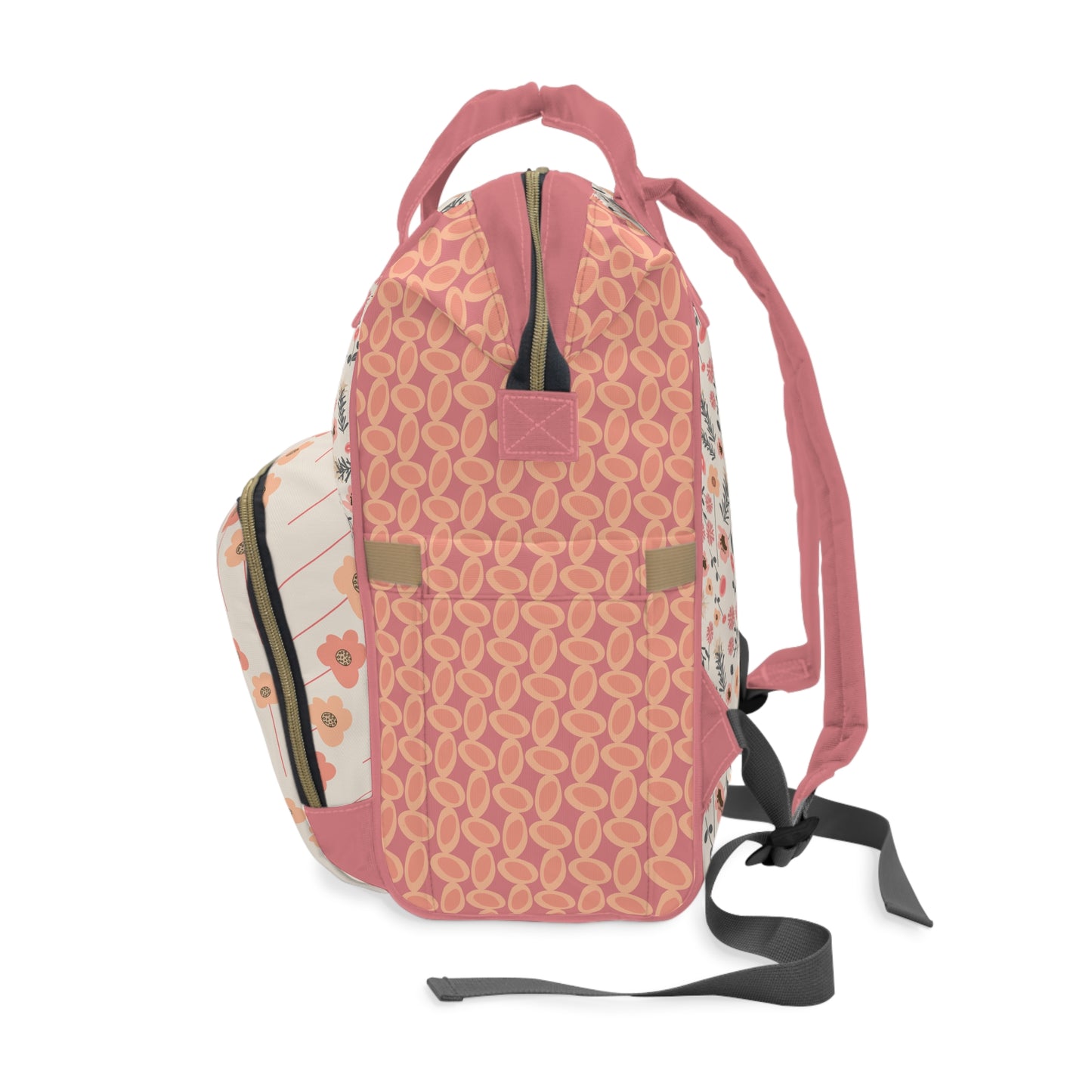 Peach and Cream Wildflowers Multifunctional Diaper Backpack