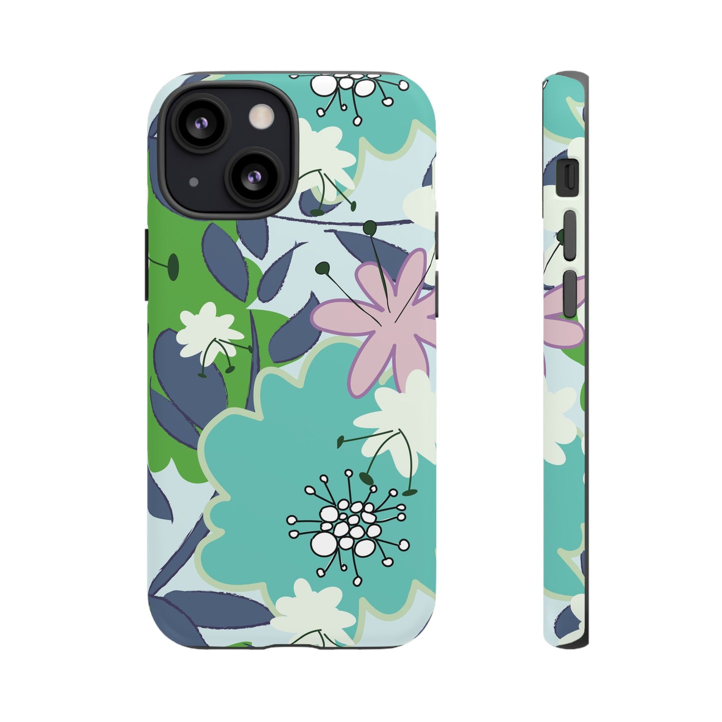 Mid Mod Floral in Blue and Green Tough Cases