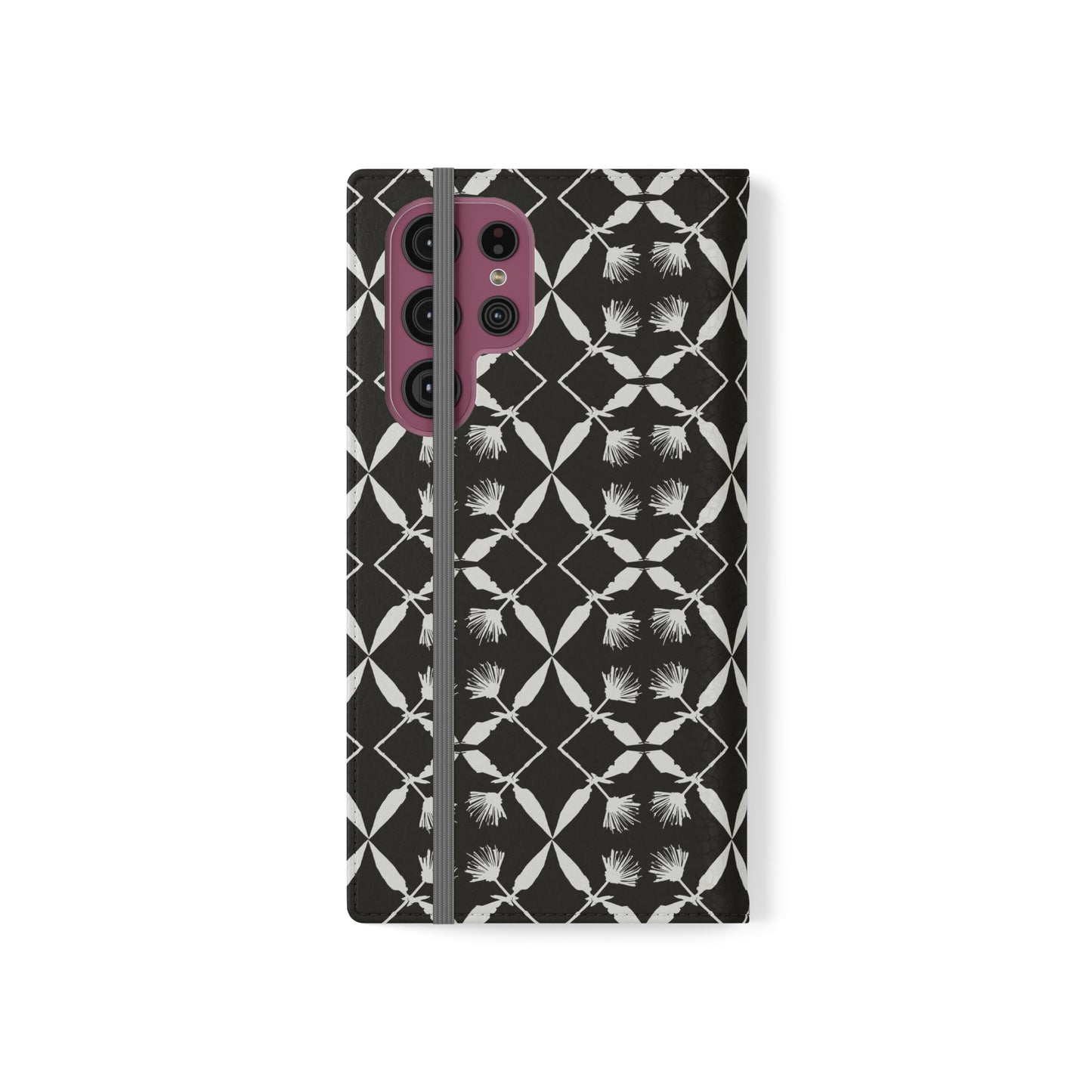 Black and White Floral Flip Cases for Samsung