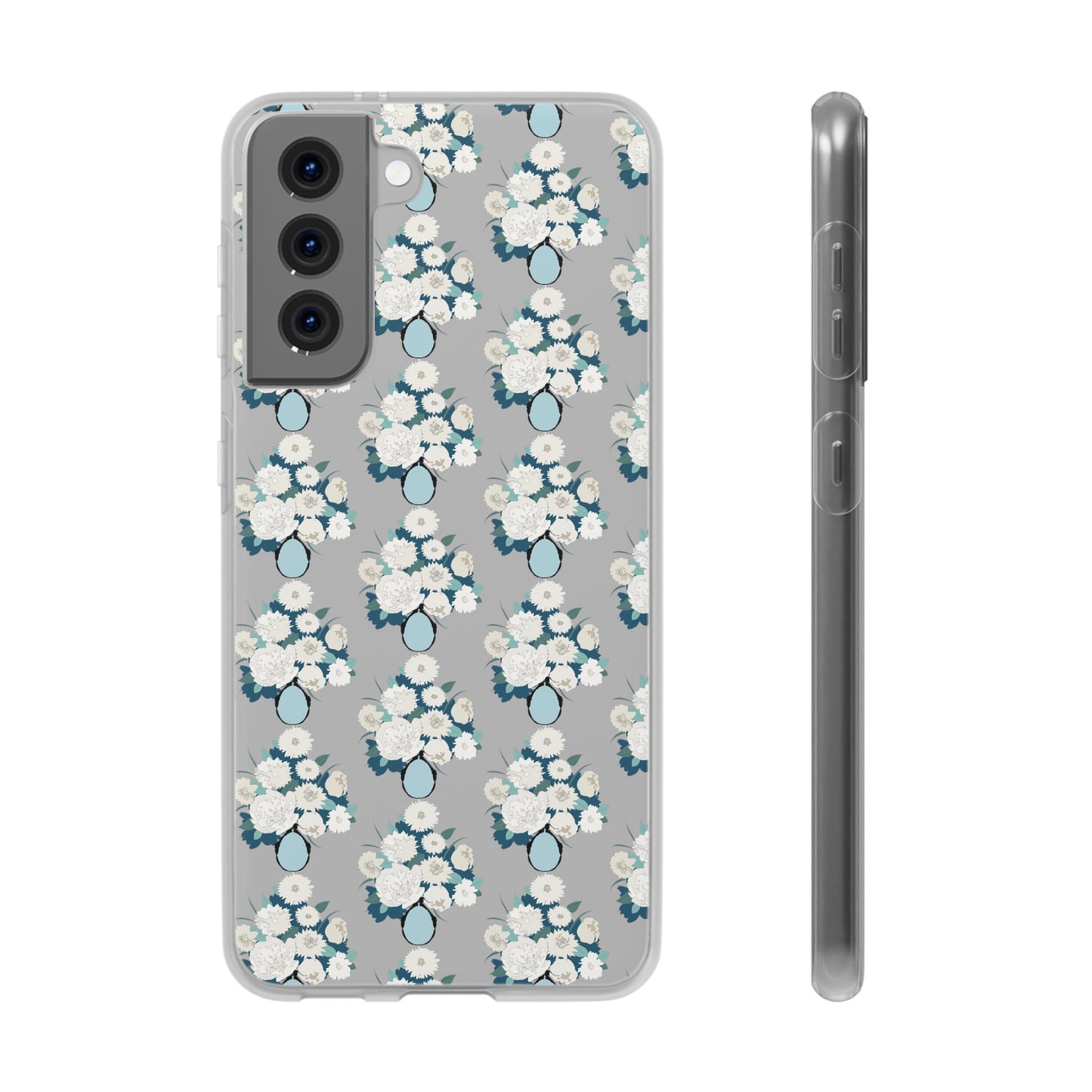 White Flowers in Vase Flexi Cases for Samsung