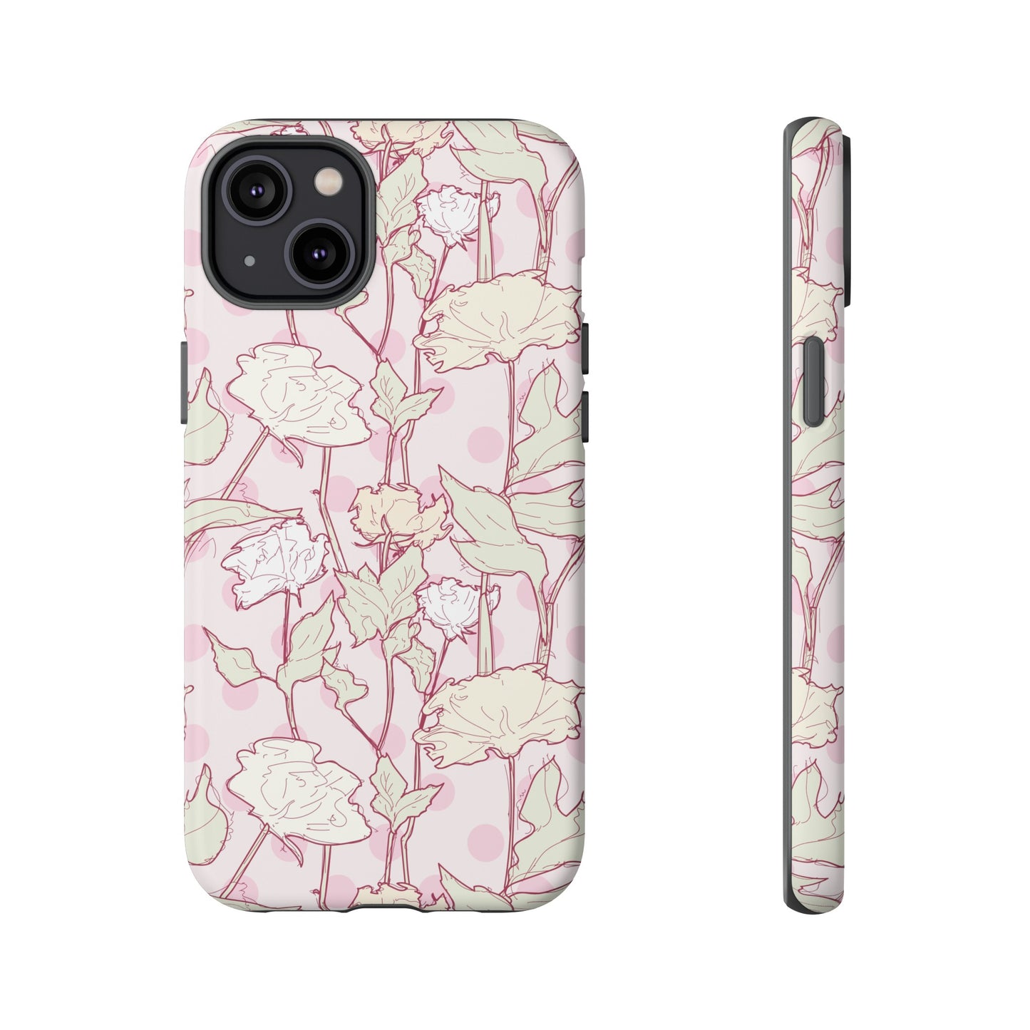 Roses and Dots in Pink Tough Cases for iPhone