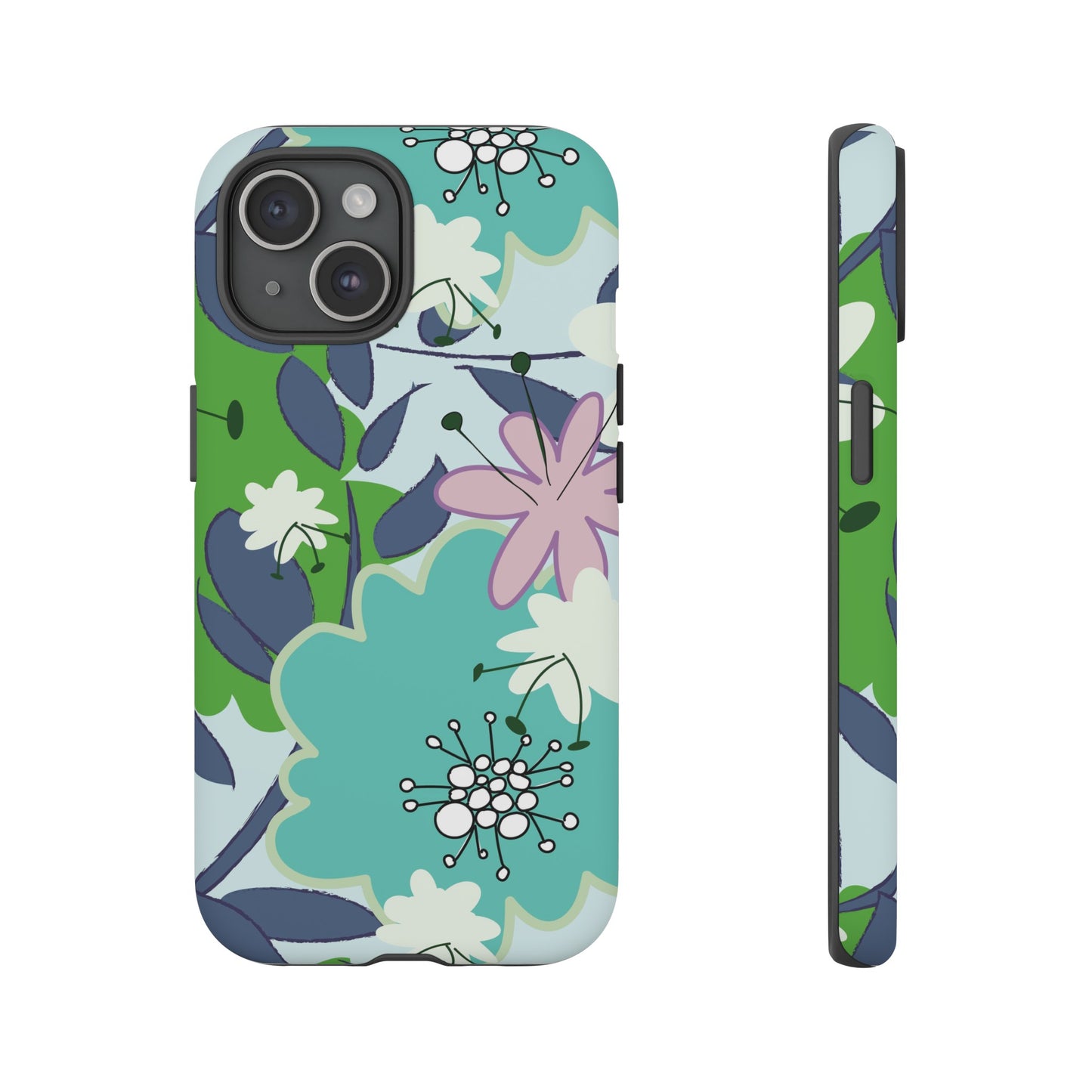 Mid Mod Floral in Blue and Green Tough Cases