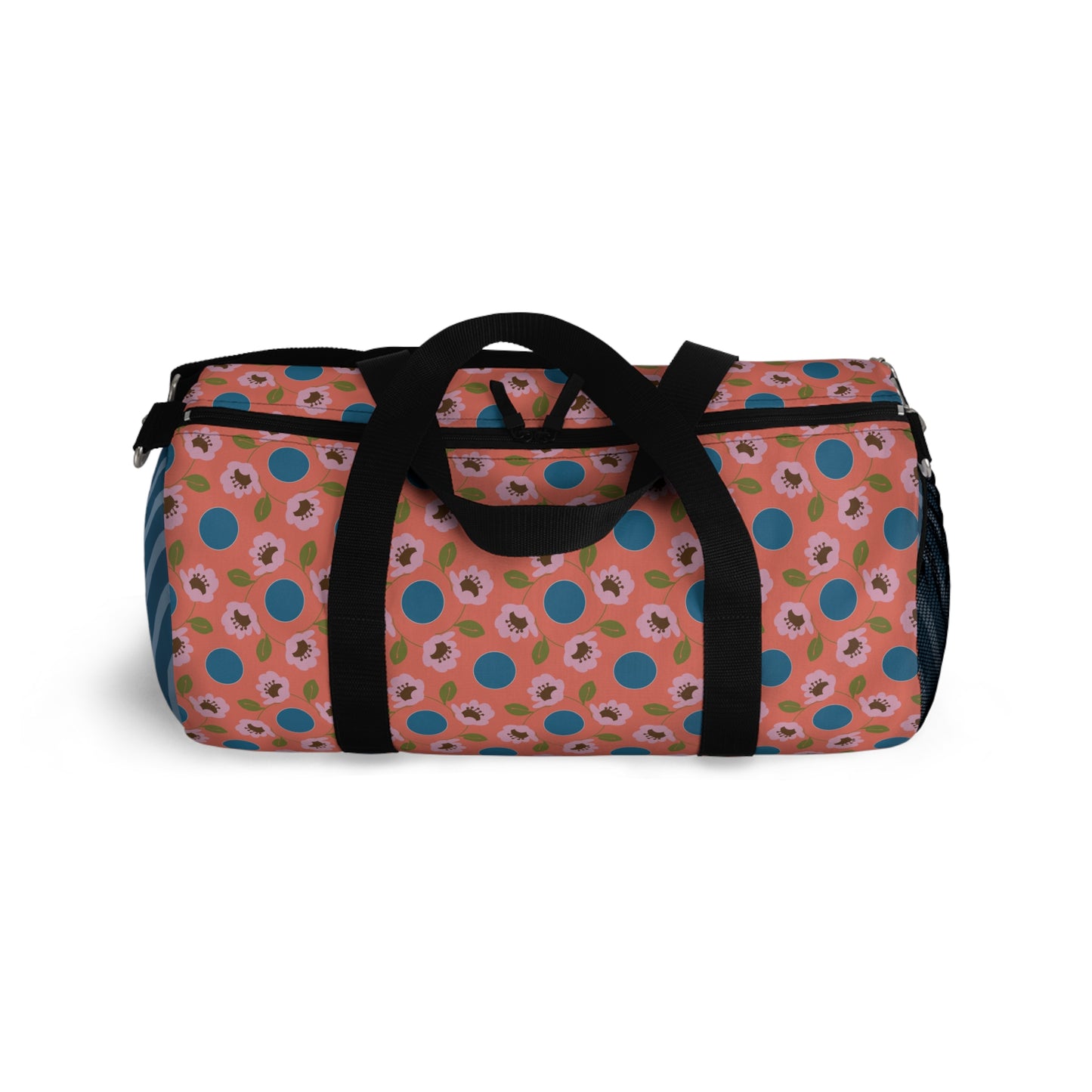 Wildflowers with Dots on Coral and Blue Duffel Bag