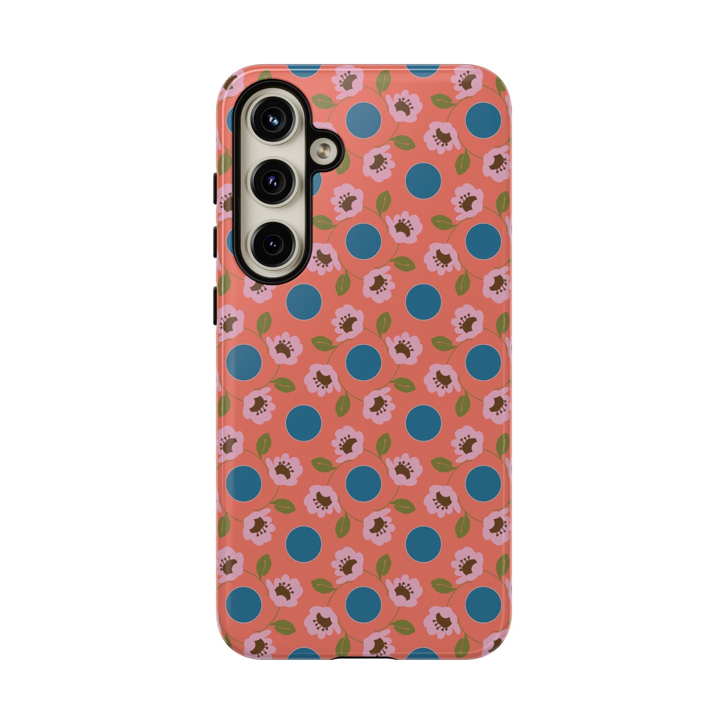 Wildflowers with Dots in Coral and Blue Tough Cases for Samsung