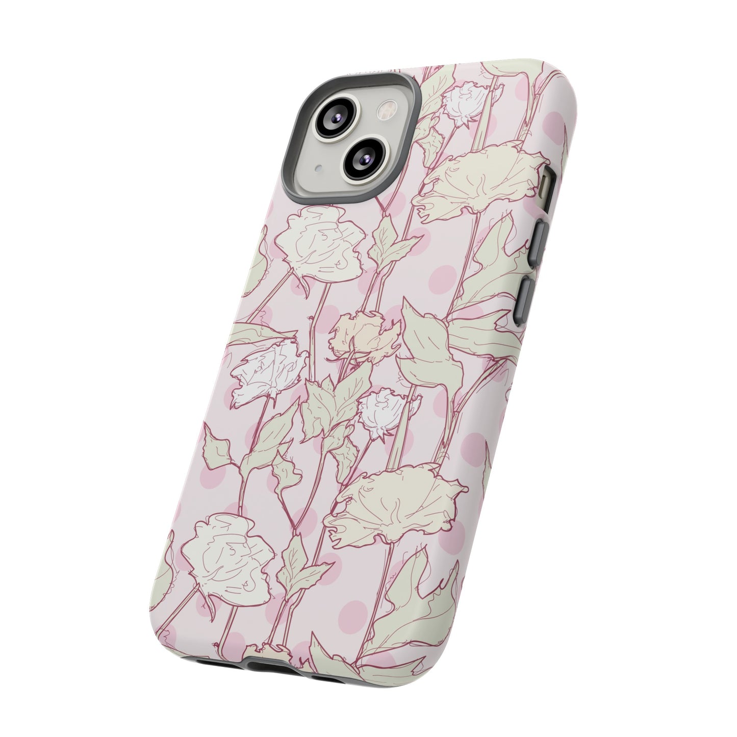 Roses and Dots in Pink Tough Cases for iPhone