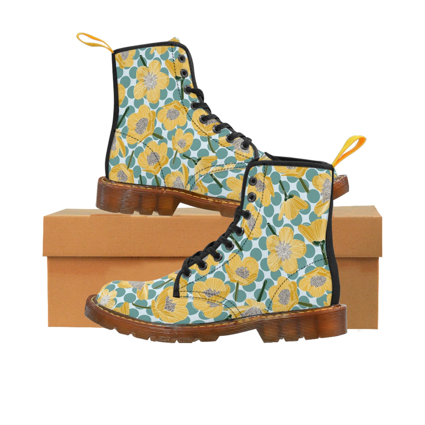 Buttercups and polka dots Women's Canvas Boots