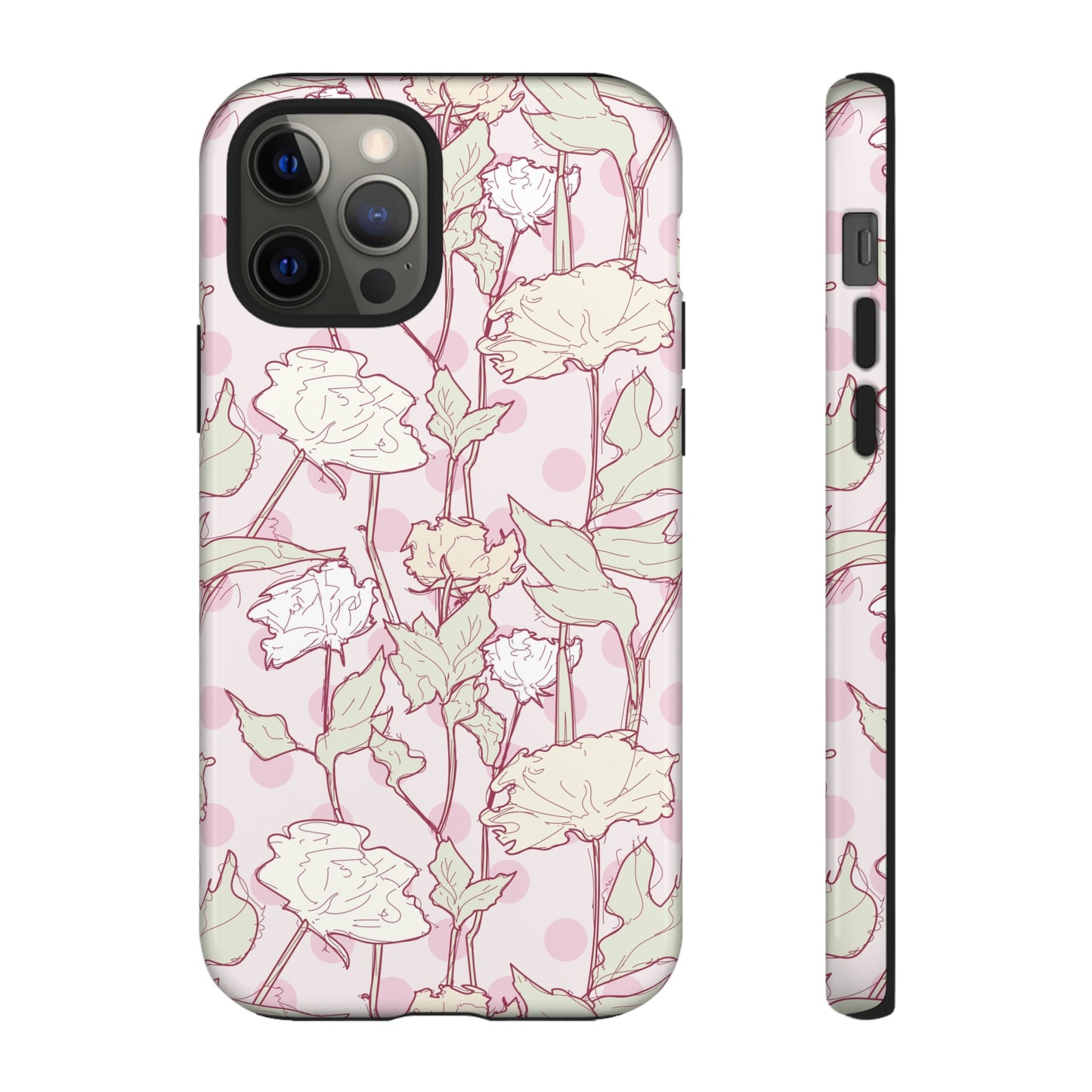 Roses and Dots in Pink Tough Cases for iPhone