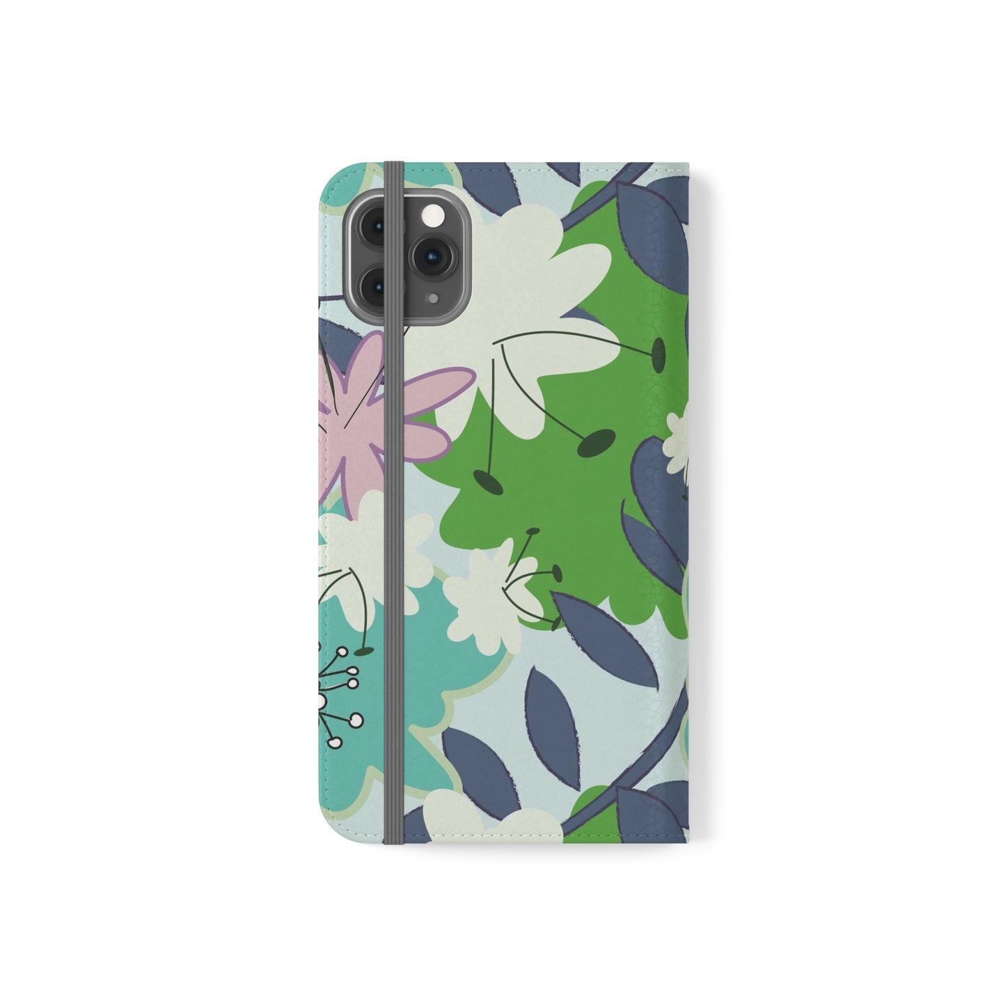 Mid Mod Floral in Blue and Green Flip Cases for iPhone