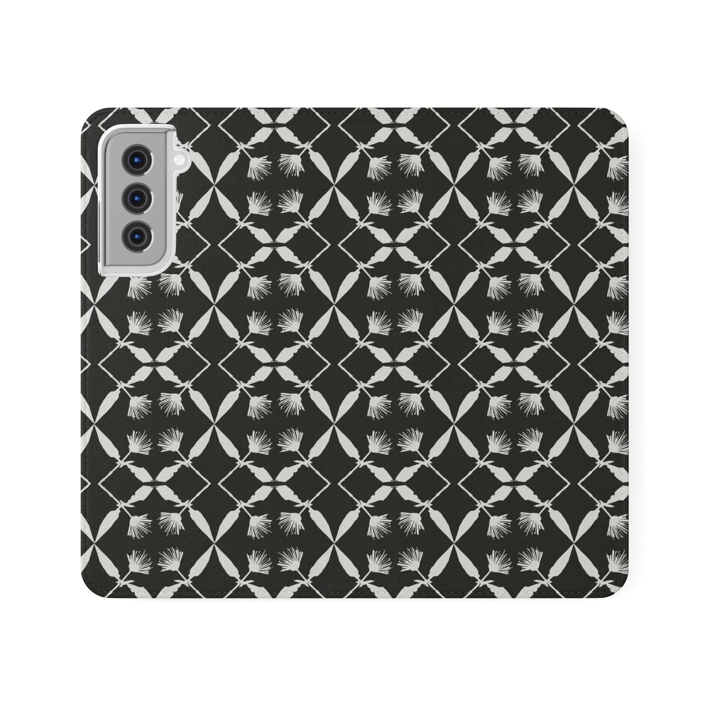 Black and White Floral Flip Cases for Samsung