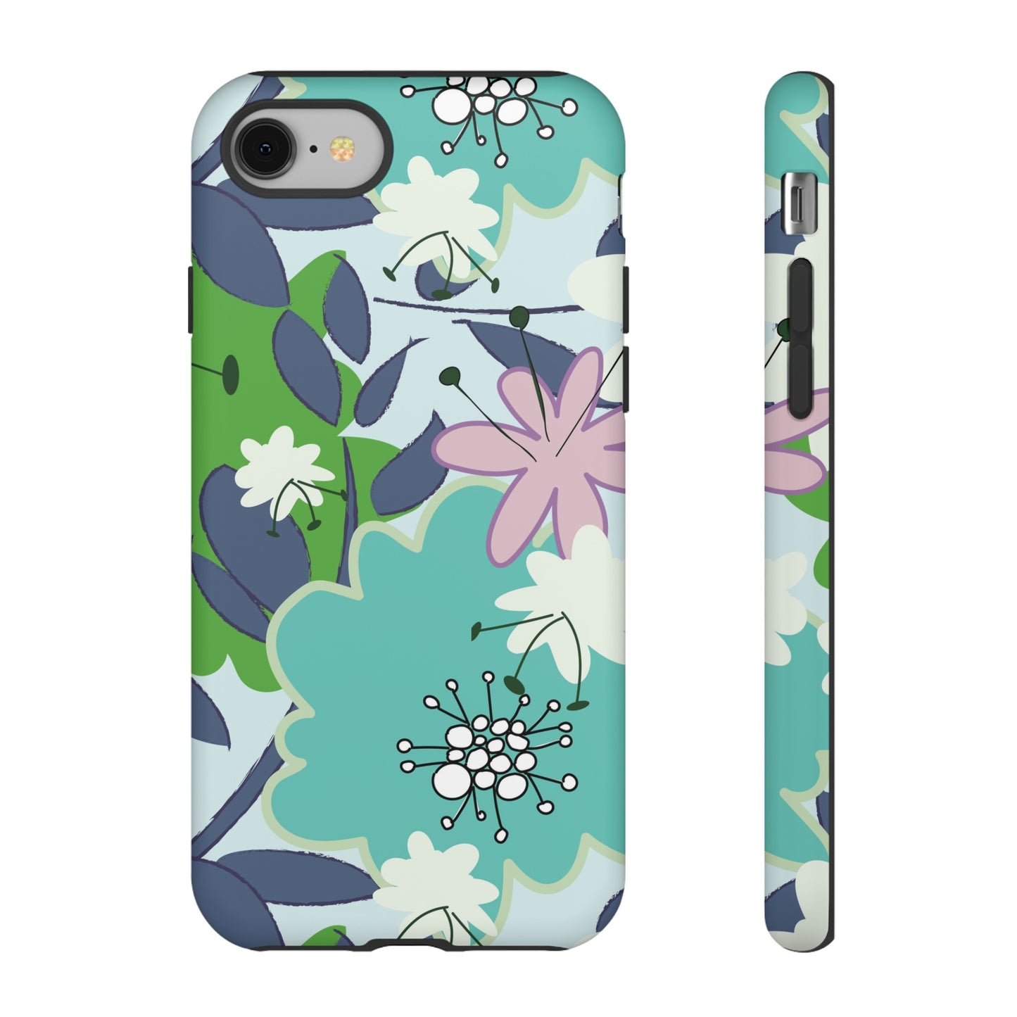 Mid Mod Floral in Blue and Green Tough Cases