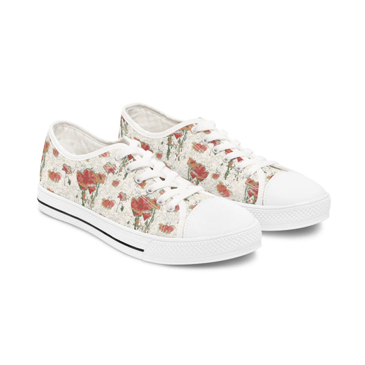 Orange Poppies Women's Low Top Sneakers