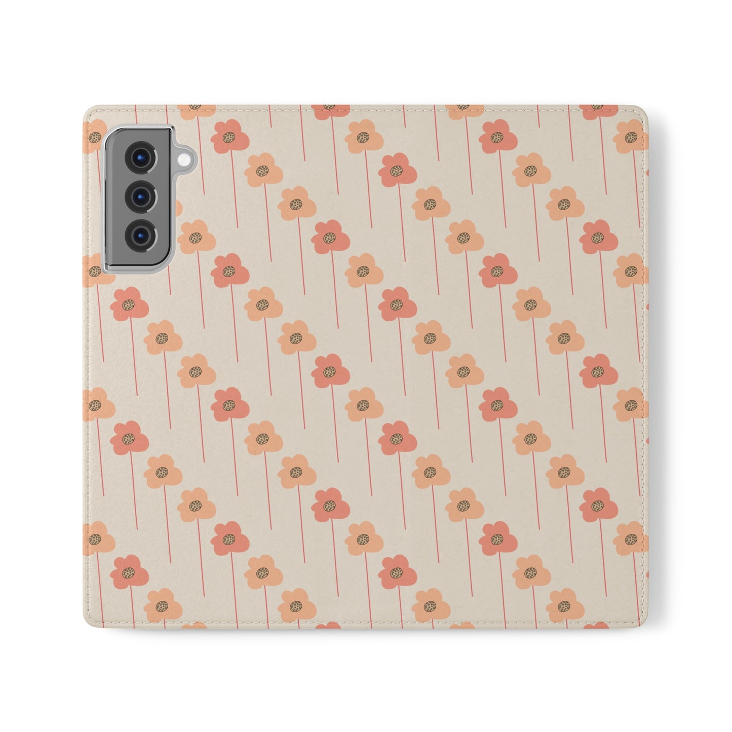 Peach Wildflowers on Cream Flip Cases for Samsung