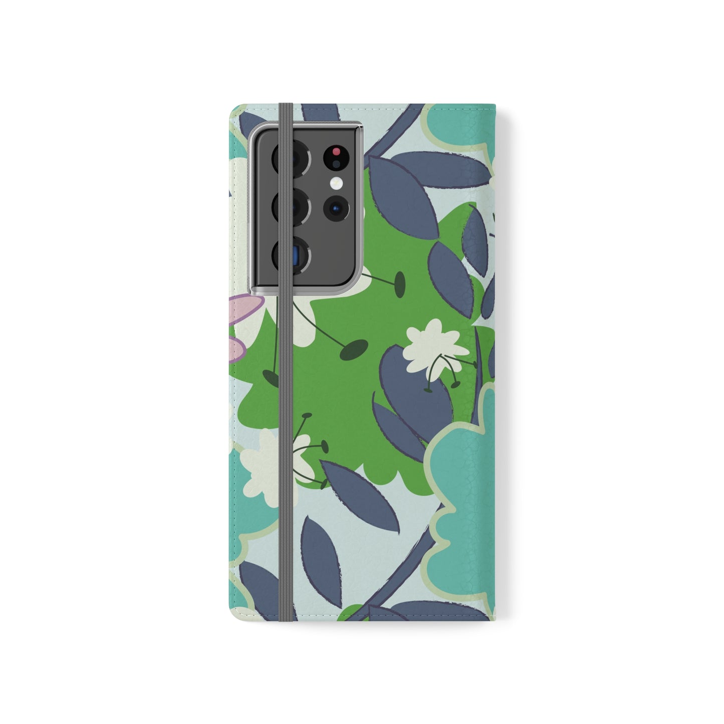 Mid Mod Floral in Blue and Green Flip Cases for Samsung