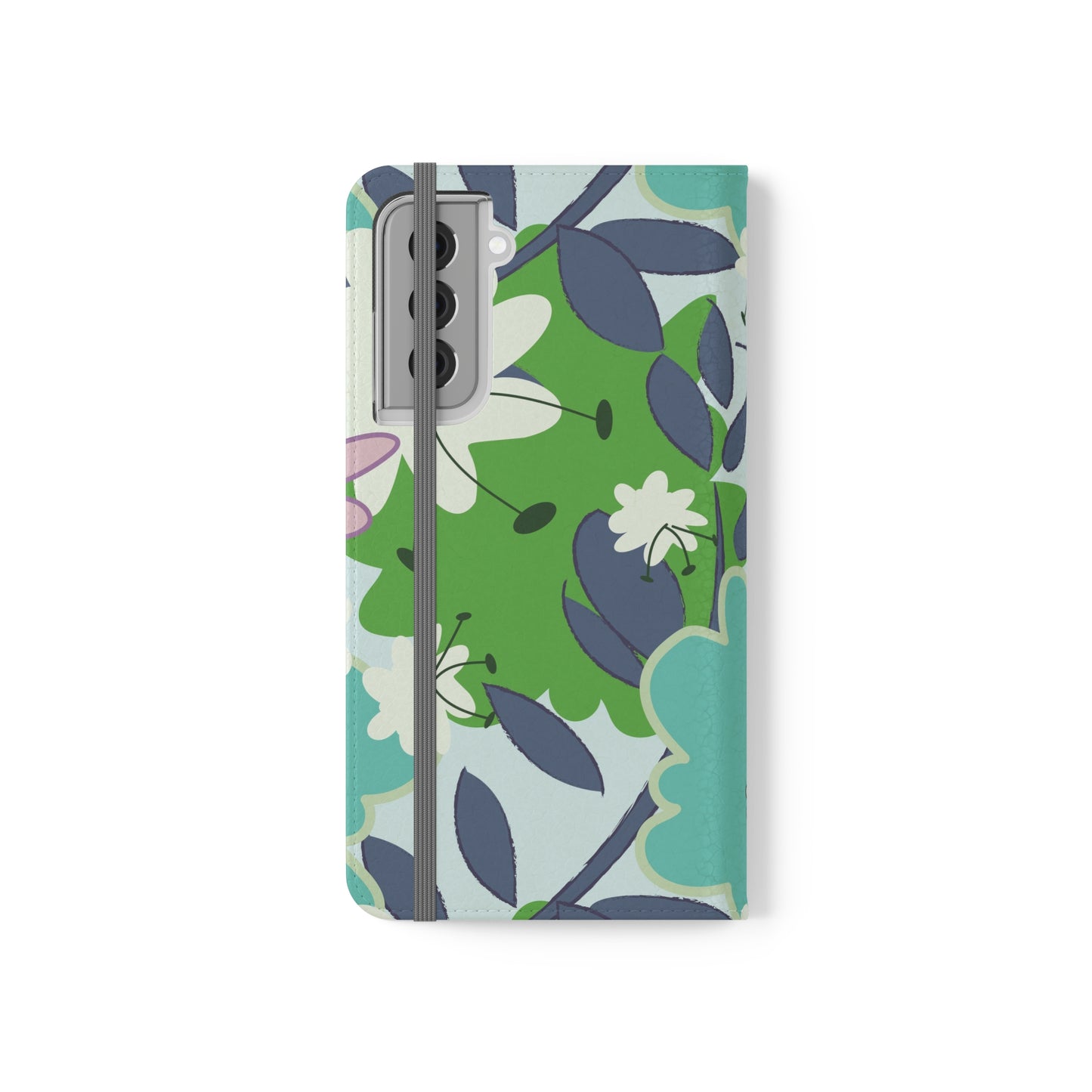 Mid Mod Floral in Blue and Green Flip Cases for Samsung