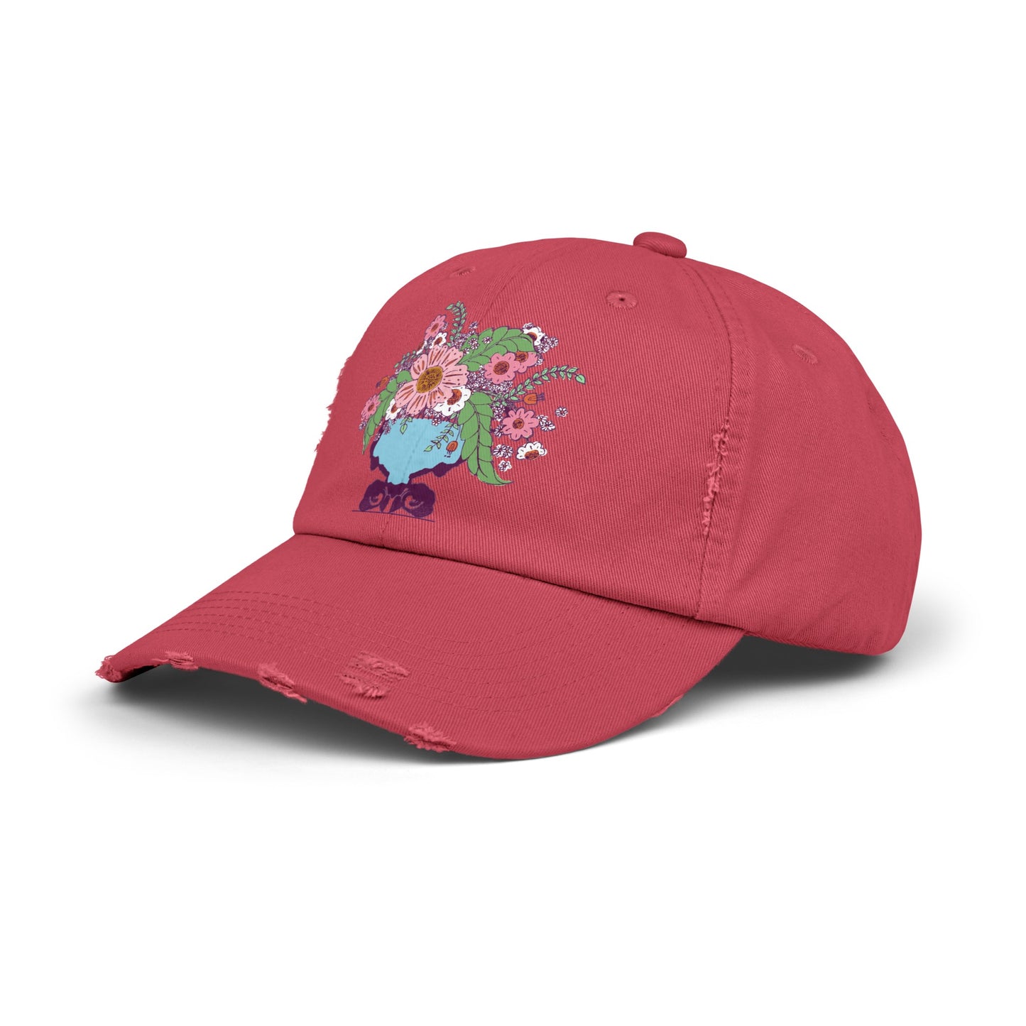 Cheerful Floral Distressed Cap