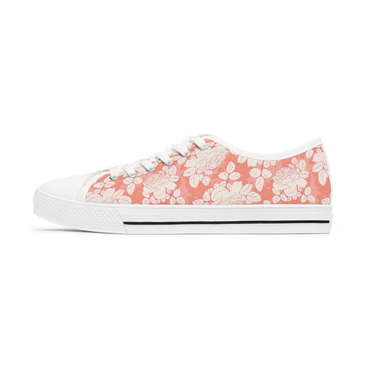 Peach and Cream Roses Women's Low Top Sneakers