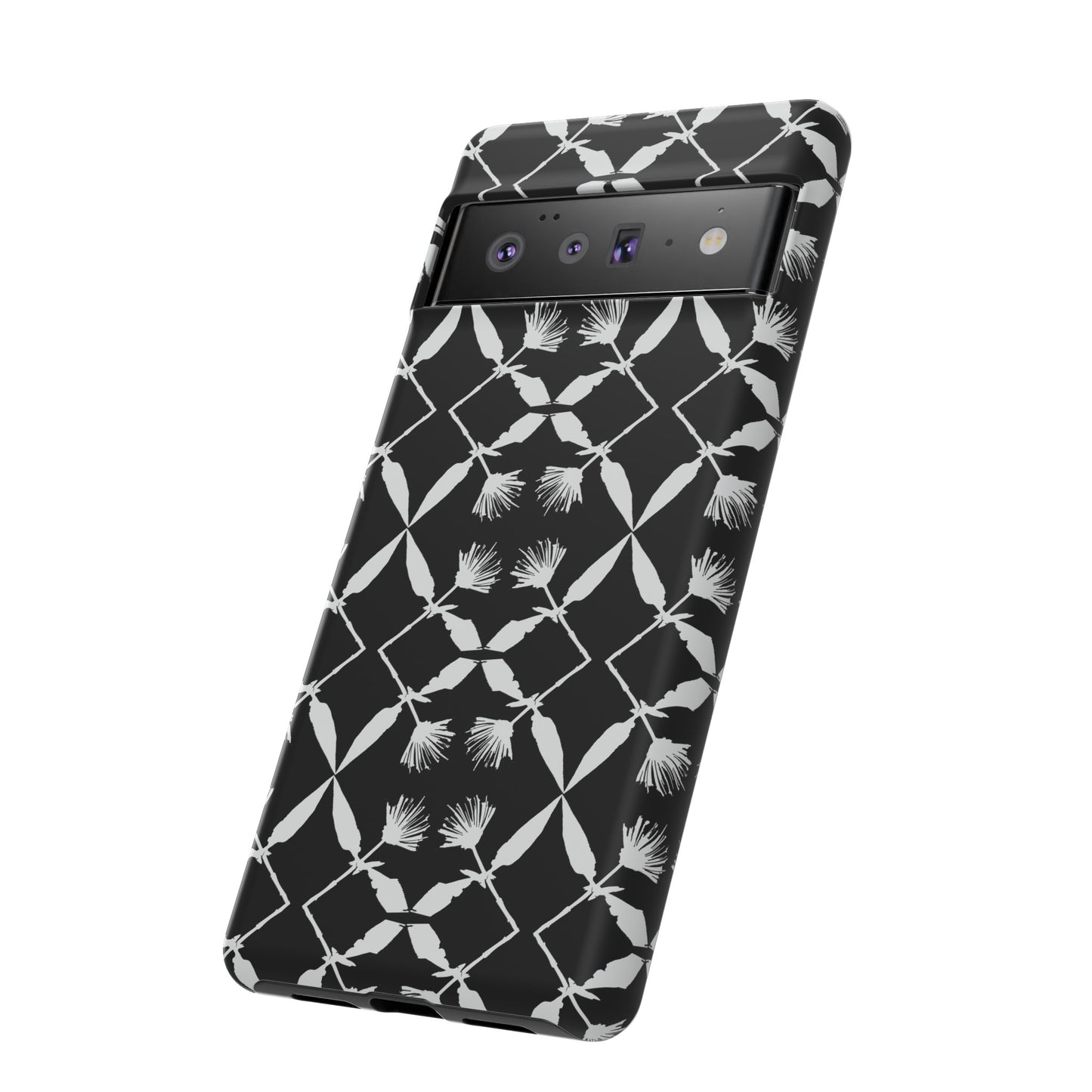 Black and White Floral Tough Cases for Google Pixel