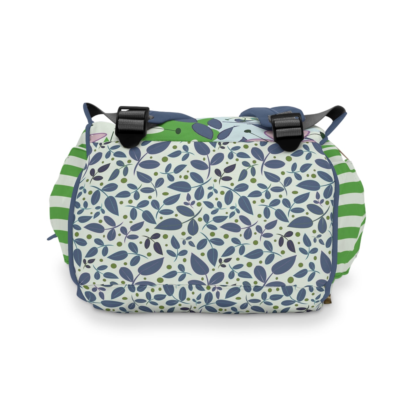 Mid Mod Floral in Blue and Green Multifunctional Diaper Backpack