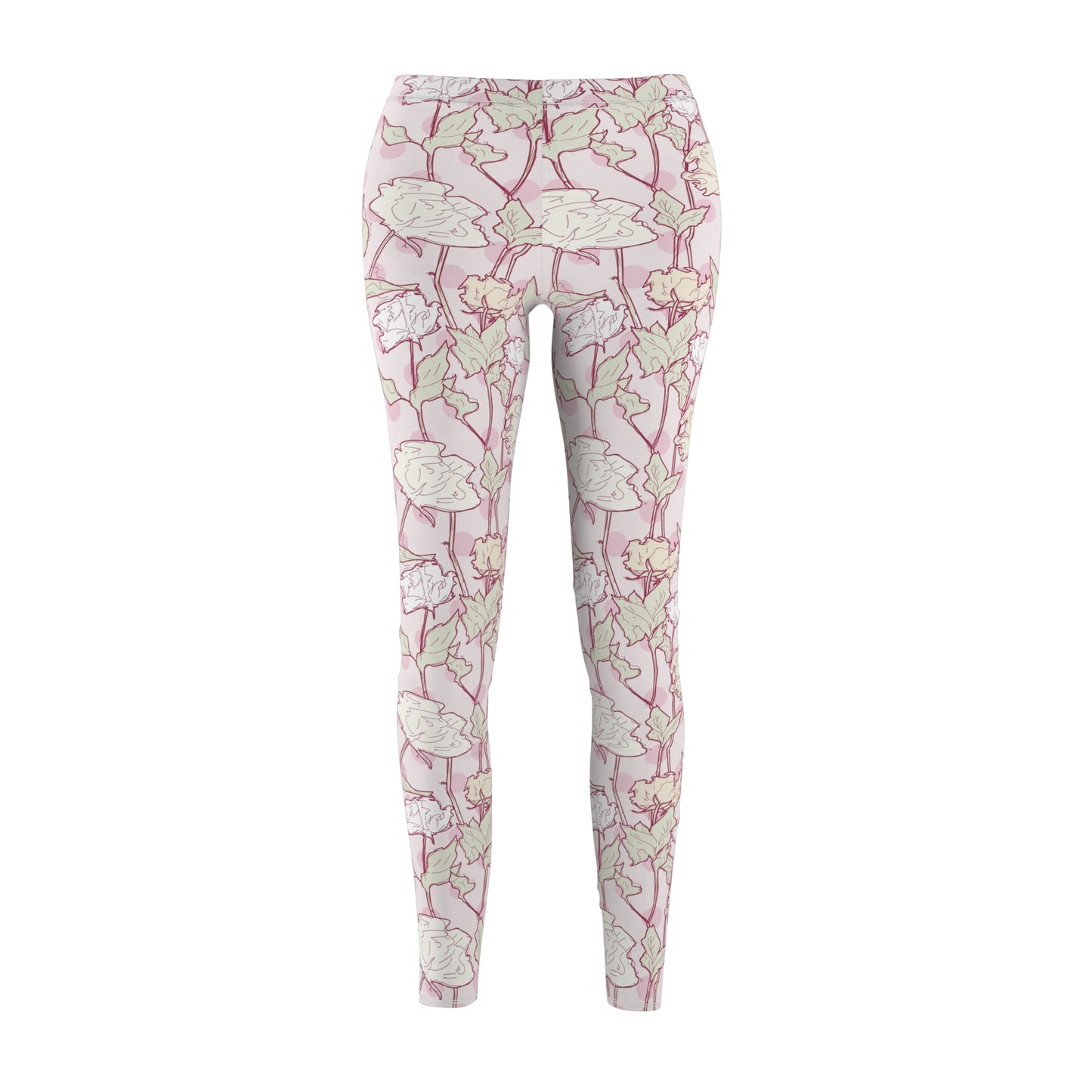 Roses and Dots in Pink Women's Casual Leggings