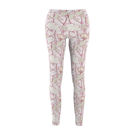 Roses and Dots in Pink Women's Casual Leggings