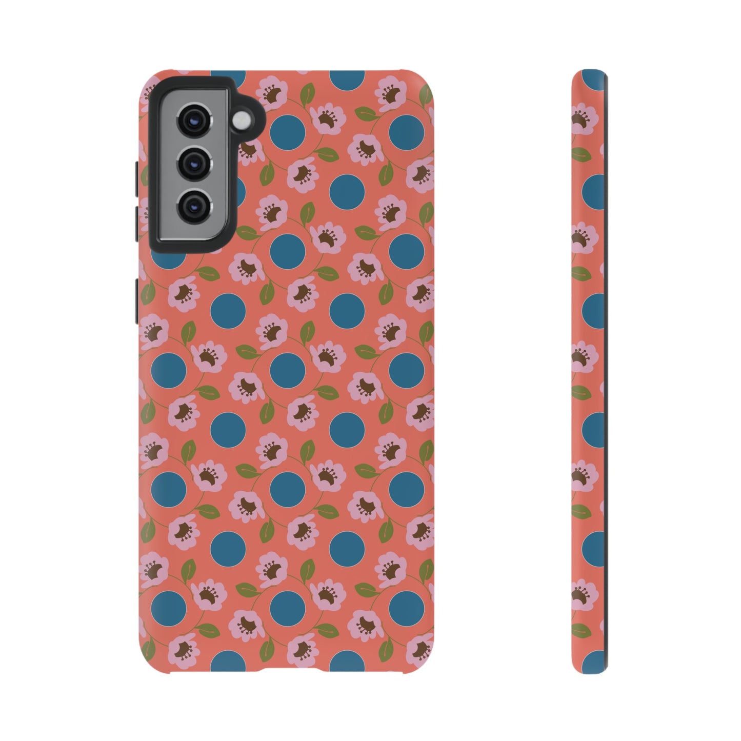 Wildflowers with Dots in Coral and Blue Tough Cases for Samsung