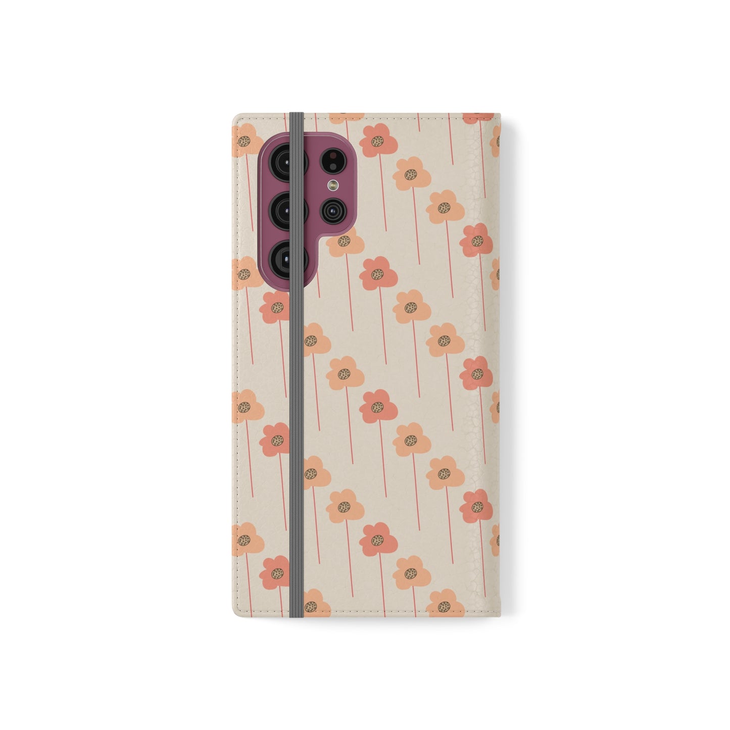 Peach Wildflowers on Cream Flip Cases for Samsung