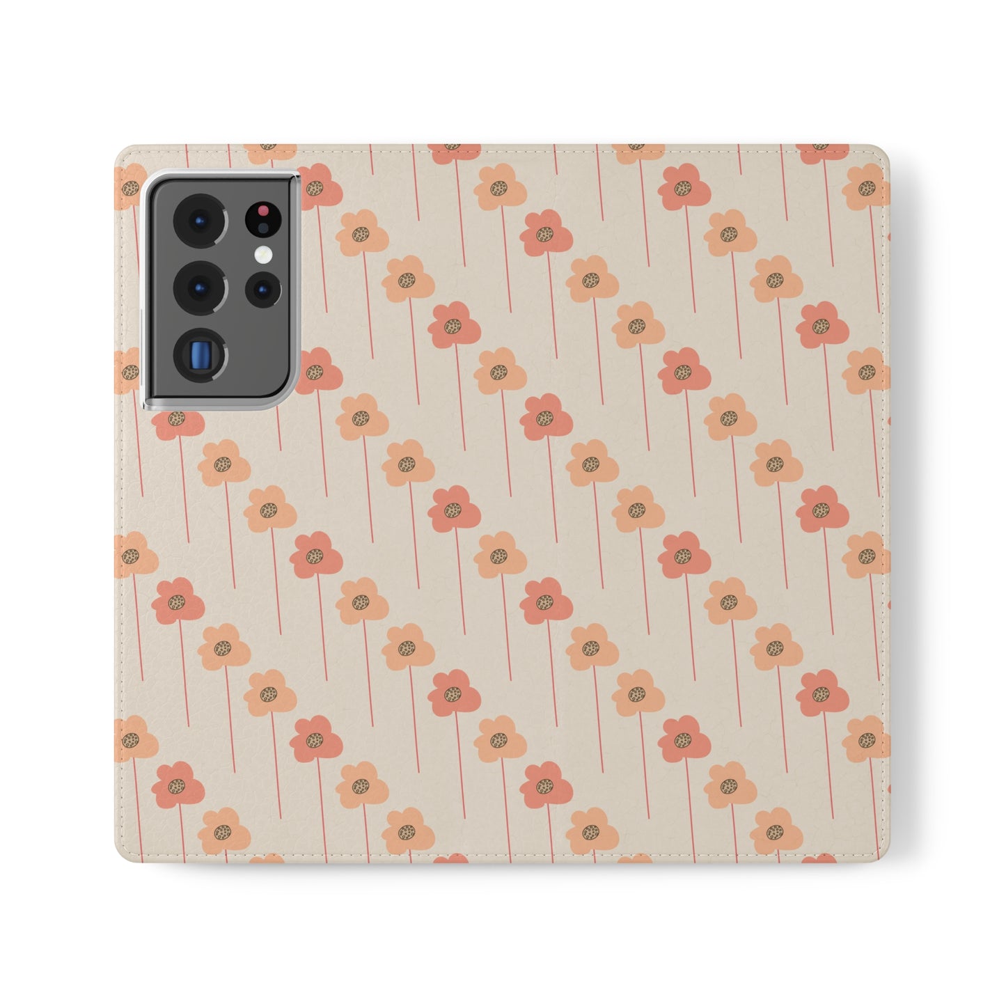 Peach Wildflowers on Cream Flip Cases for Samsung