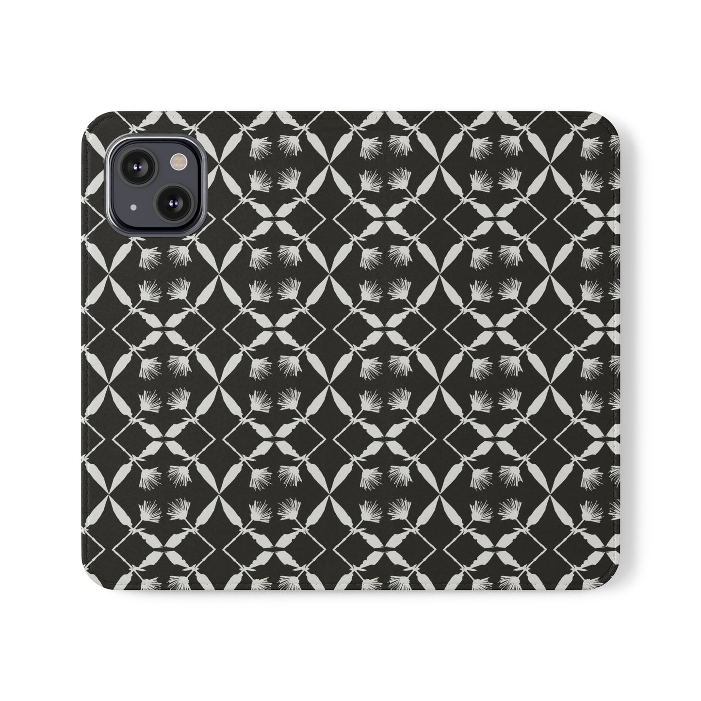 Black and White Floral Flip Cases for iPhone