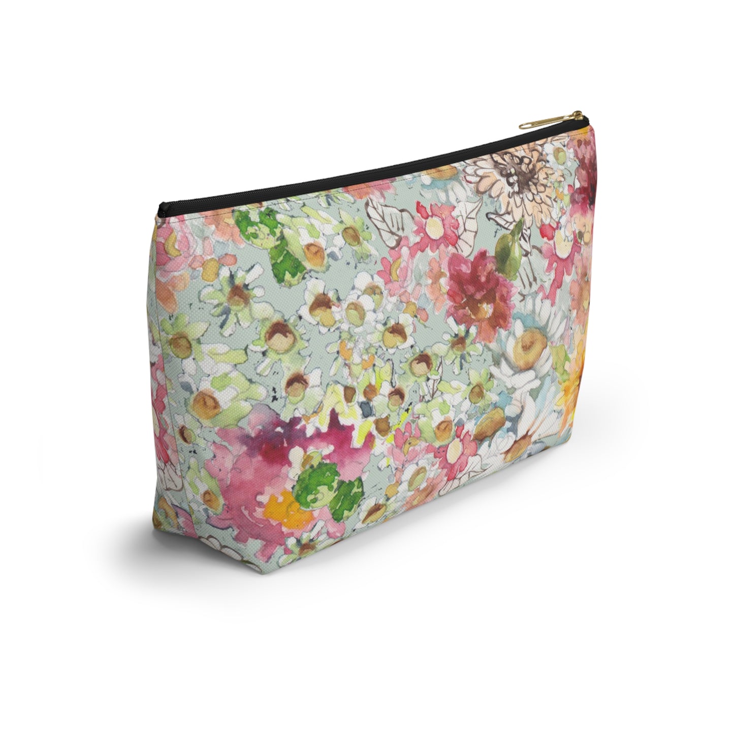 Farmhouse Floral Accessory Pouch w T-bottom