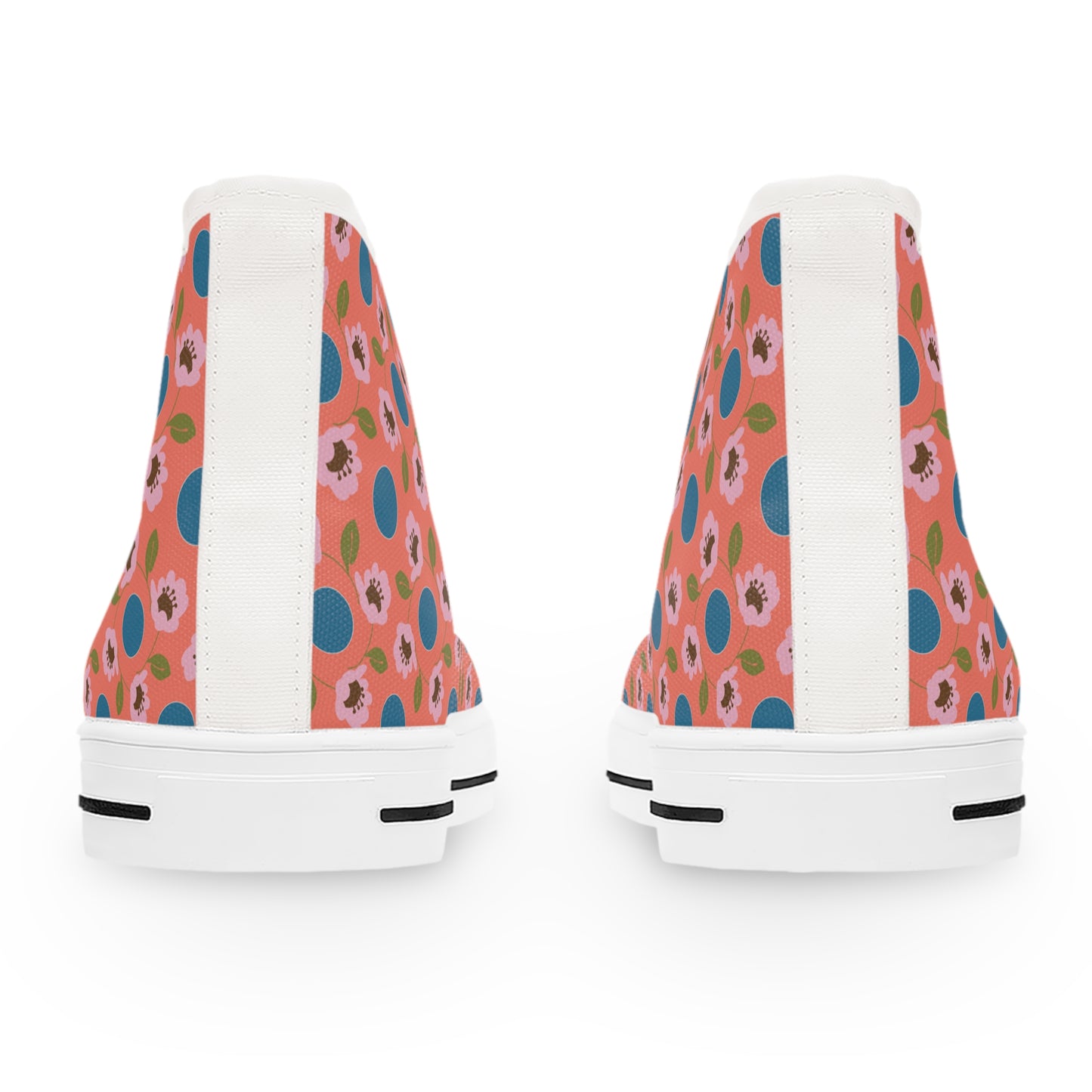 Wildflowers with Dots in Coral and Blue Women's High Top Sneakers