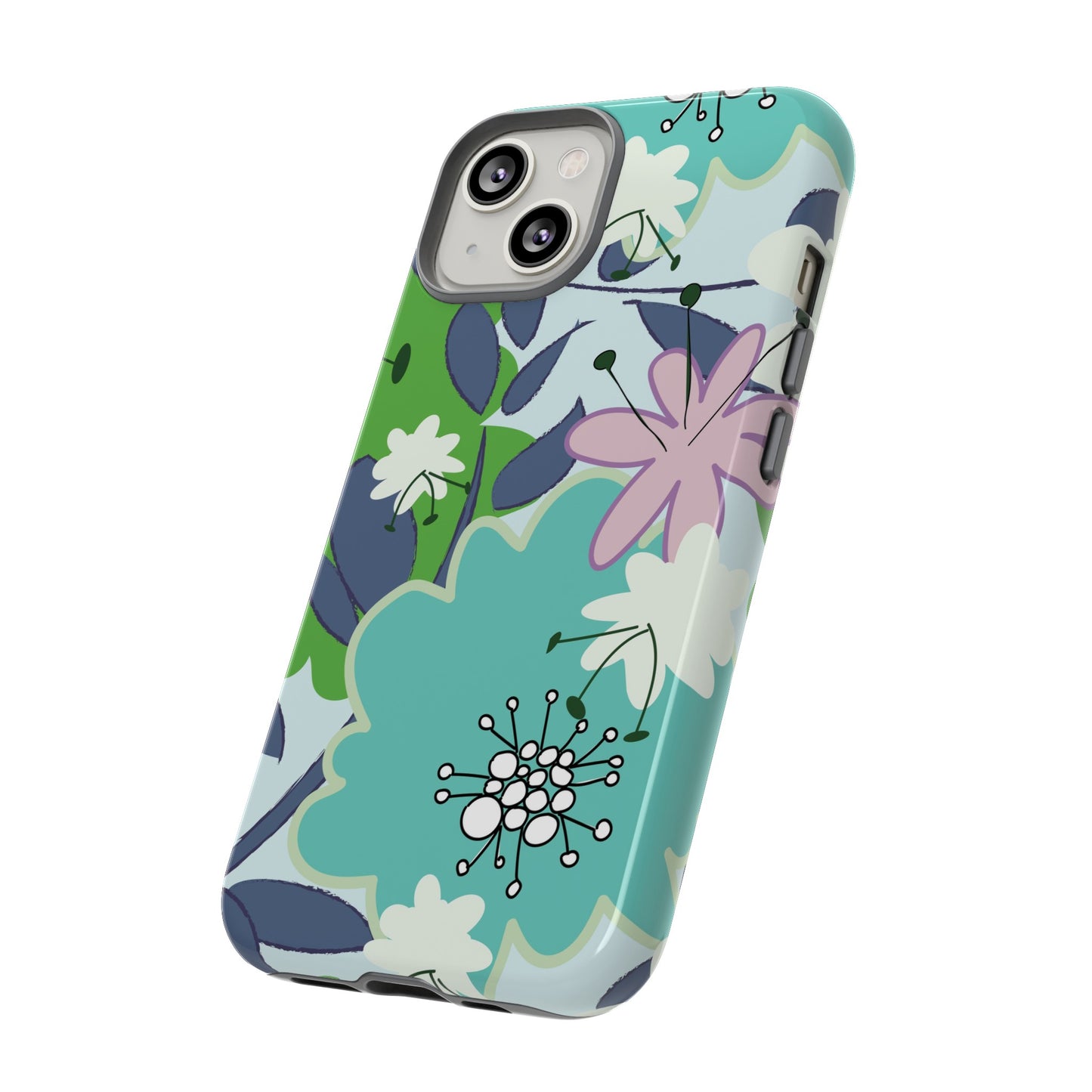 Mid Mod Floral in Blue and Green Tough Cases