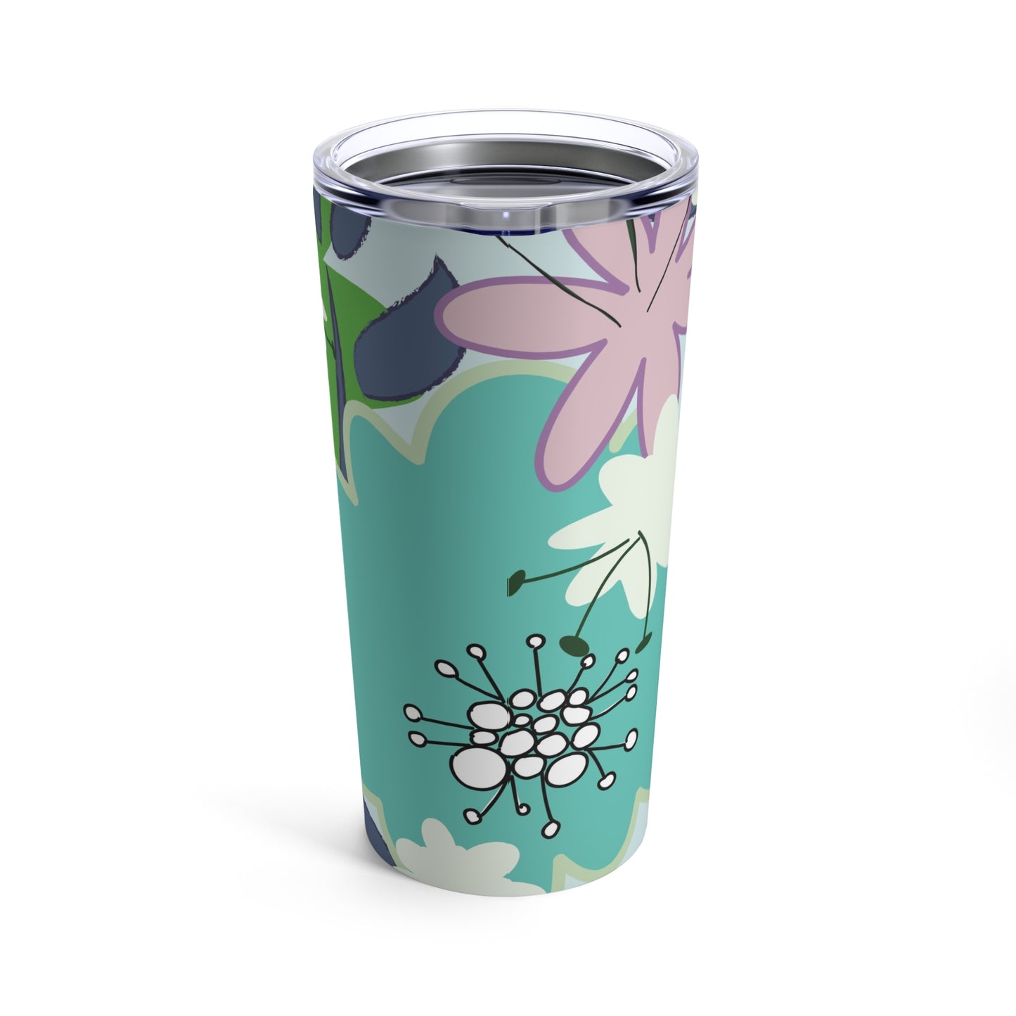 Mid Mod Floral in Blue and Green Tumbler 20oz