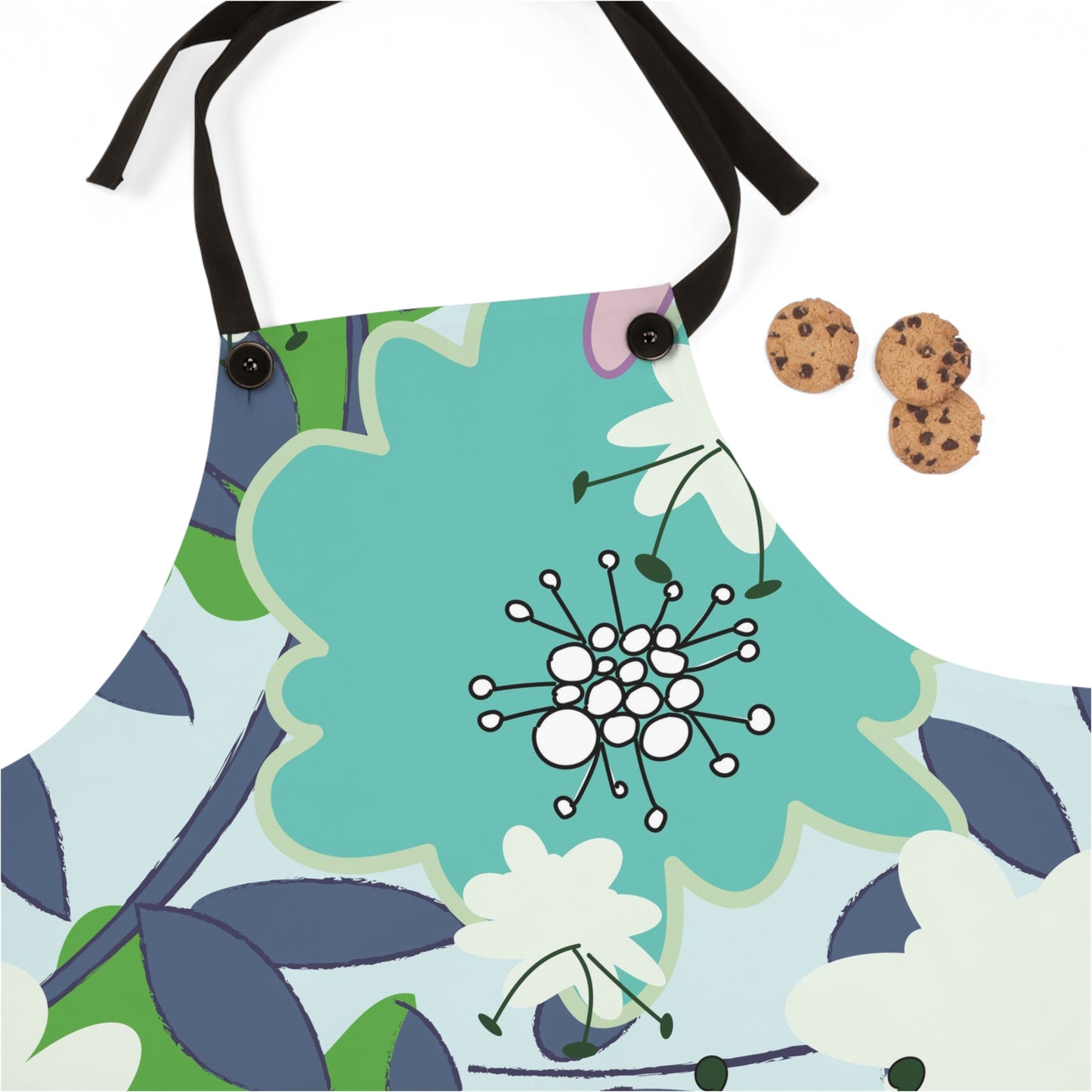 Mid Mod Floral in Blue and Green Apron