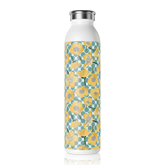 Buttercups and Polka Dots Slim Water Bottle