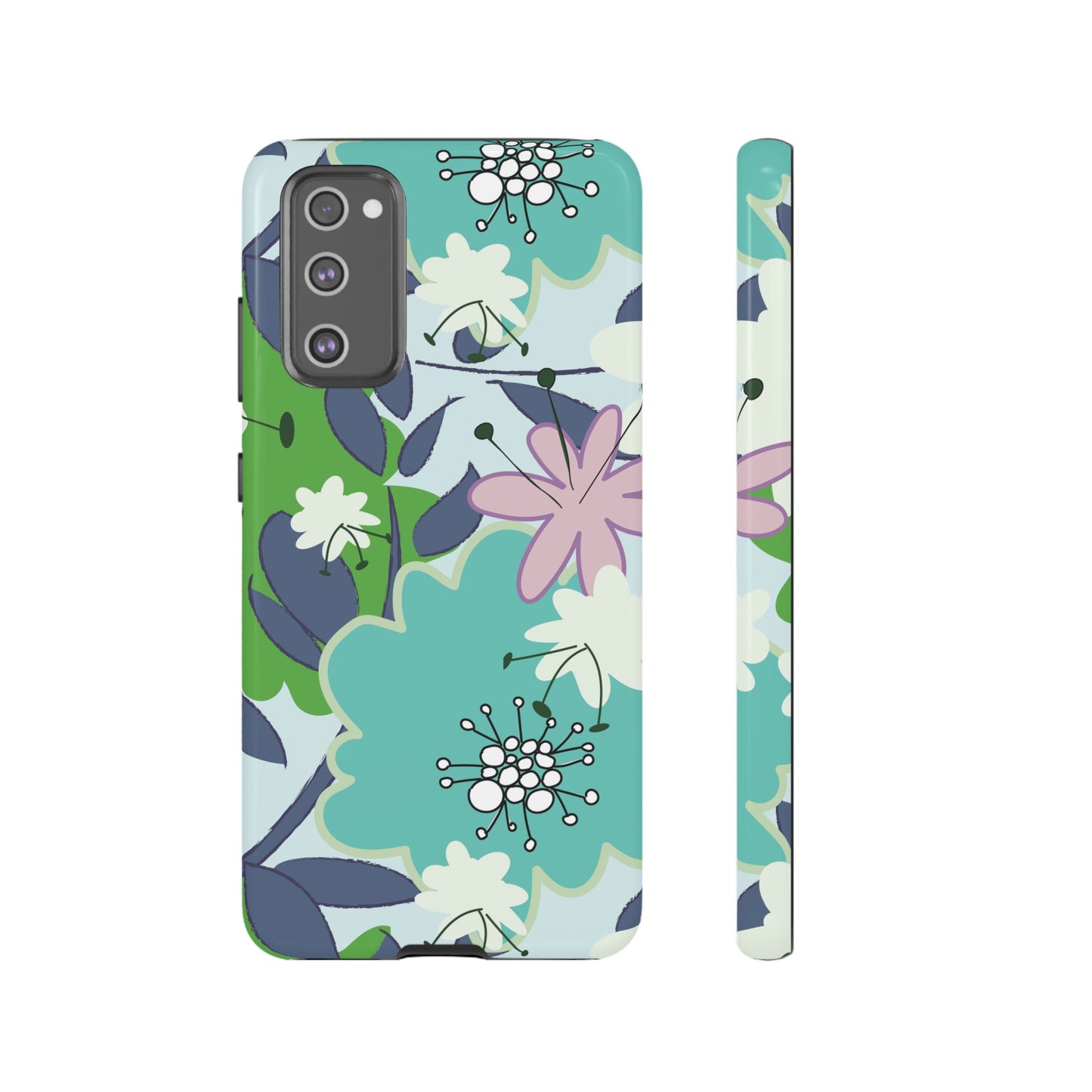 Mid Mod Floral in Blue and Green Tough Cases