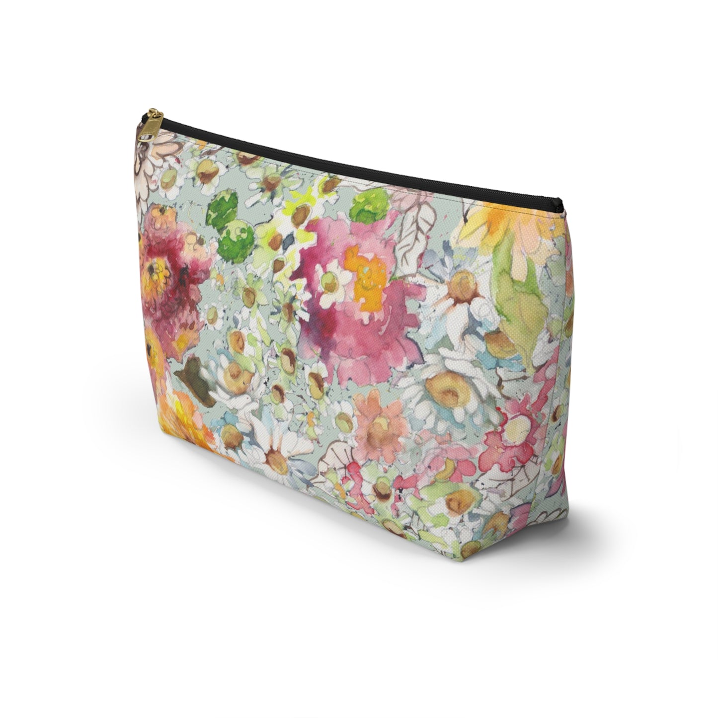 Farmhouse Floral Accessory Pouch w T-bottom