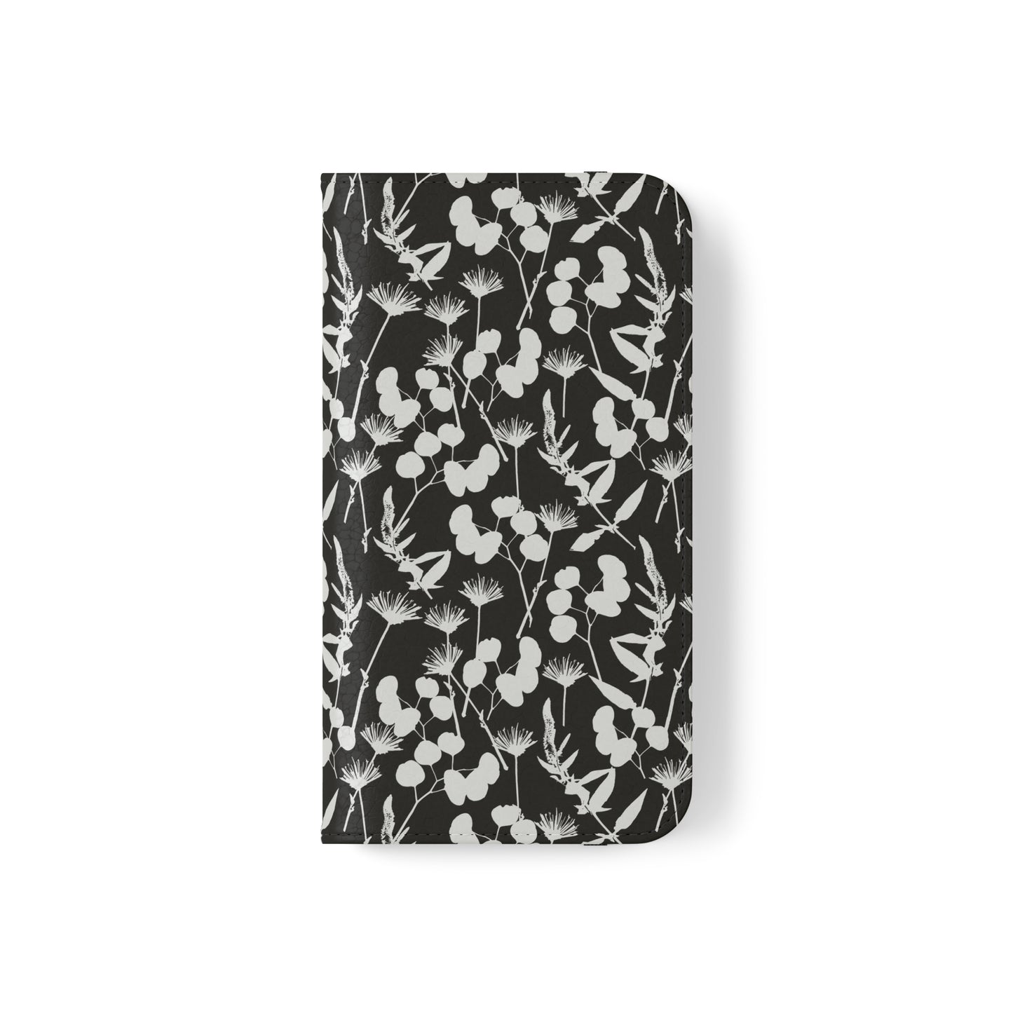 Black and White Floral Flip Cases for iPhone