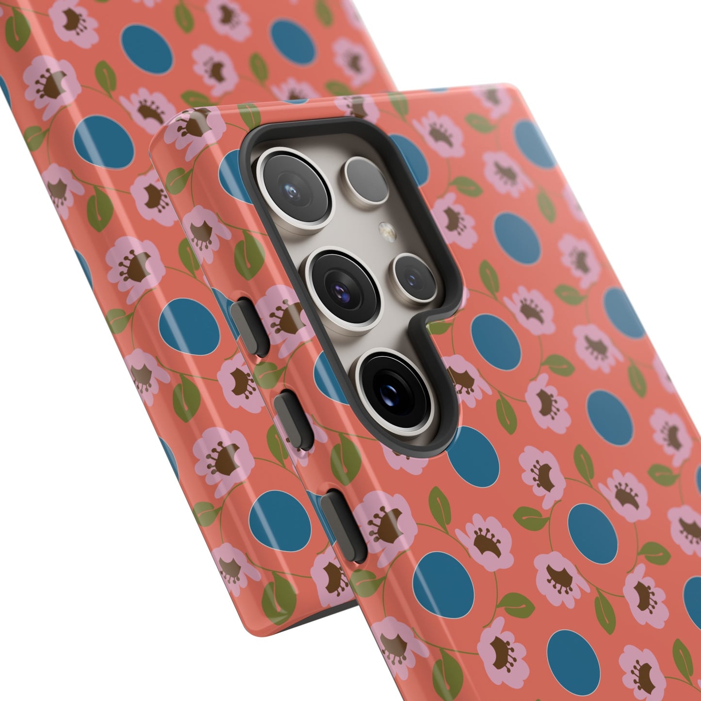 Wildflowers with Dots in Coral and Blue Tough Cases for Samsung