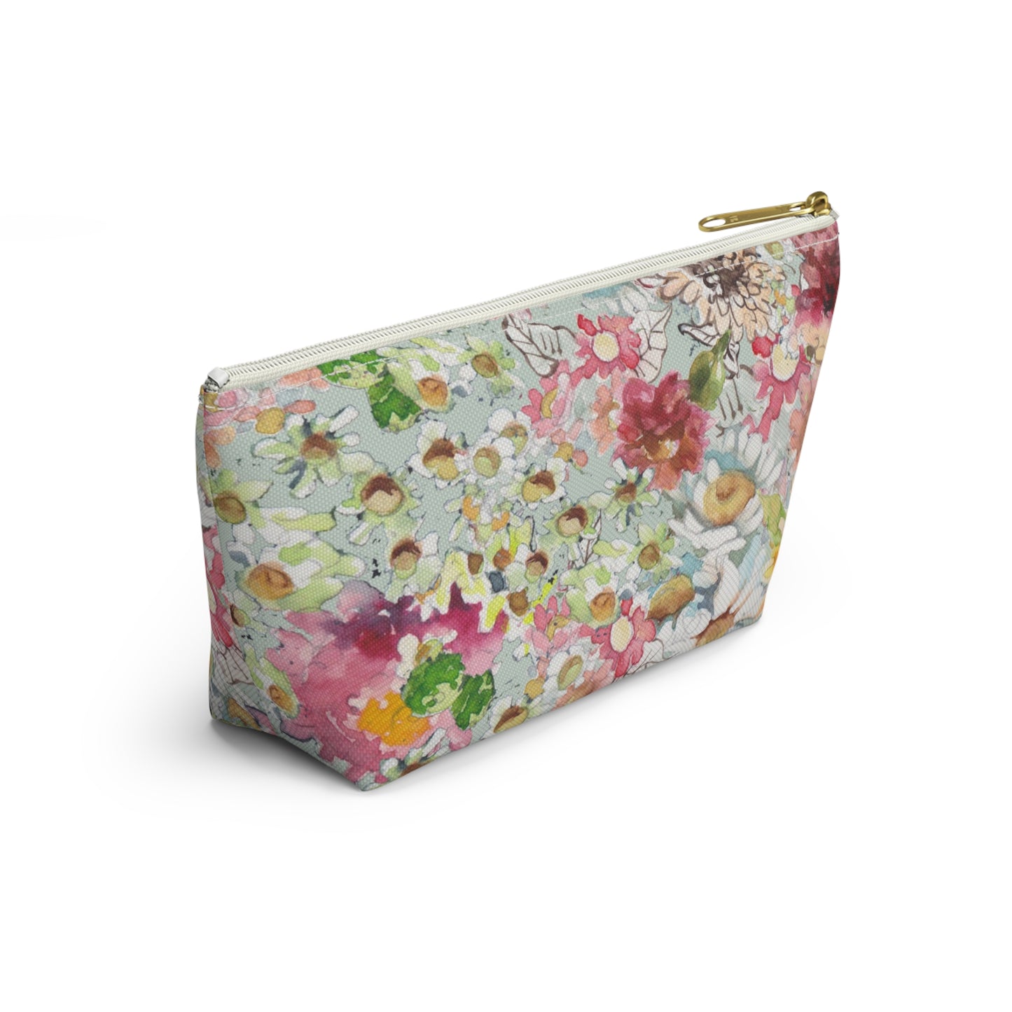 Farmhouse Floral Accessory Pouch w T-bottom