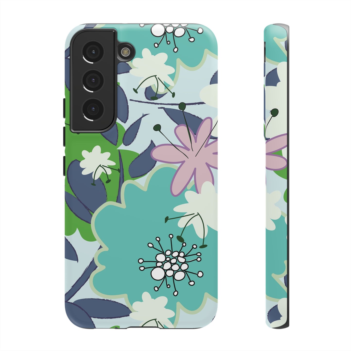 Mid Mod Floral in Blue and Green Tough Cases