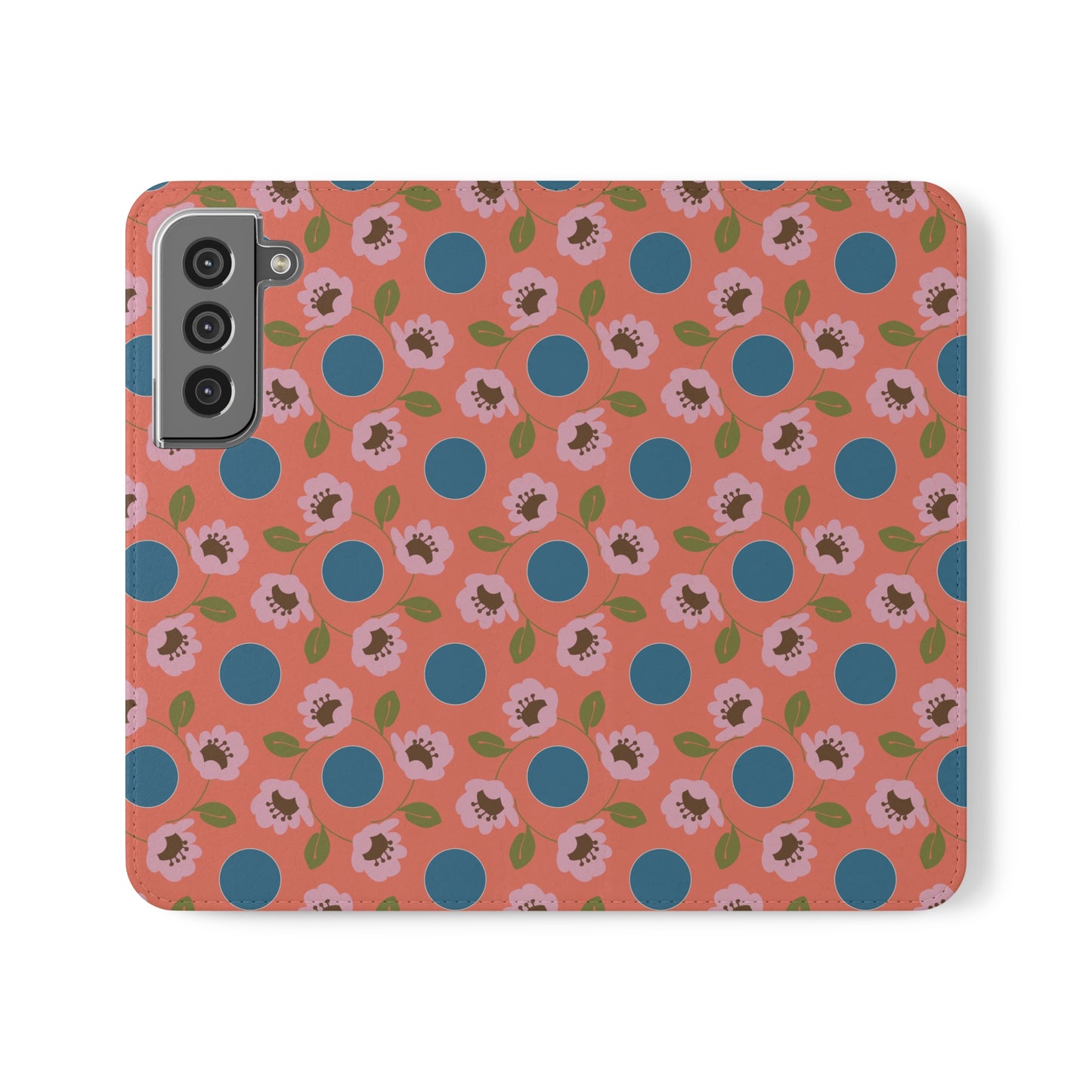 Wildflowers with Dots in Blue and Green Flip Cases for Samsung