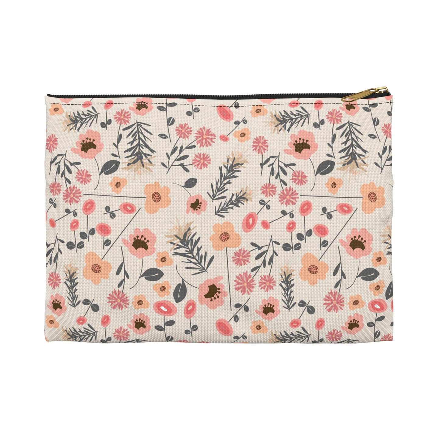 Peach and Cream Wildflowers Accessory Pouch