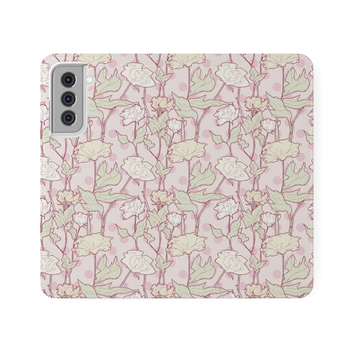 Roses and Dots in Pink Flip Cases for Samsung